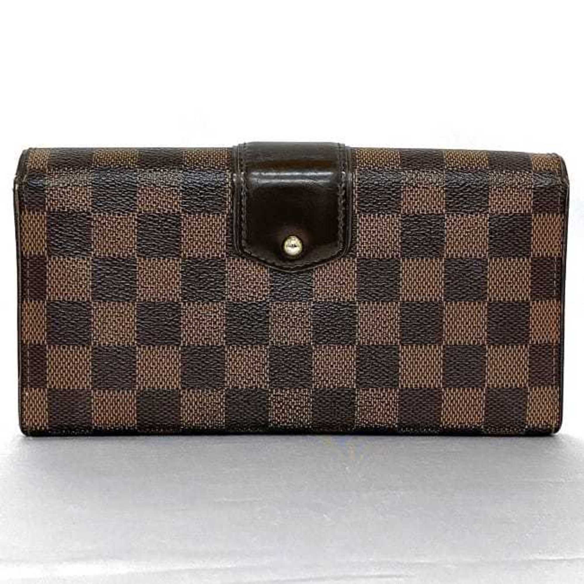 Louis Vuitton Damier Brown Damier Canvas Ebene Damier Canvas Long Wallet (Bi-Fold) (Pre-Owned)