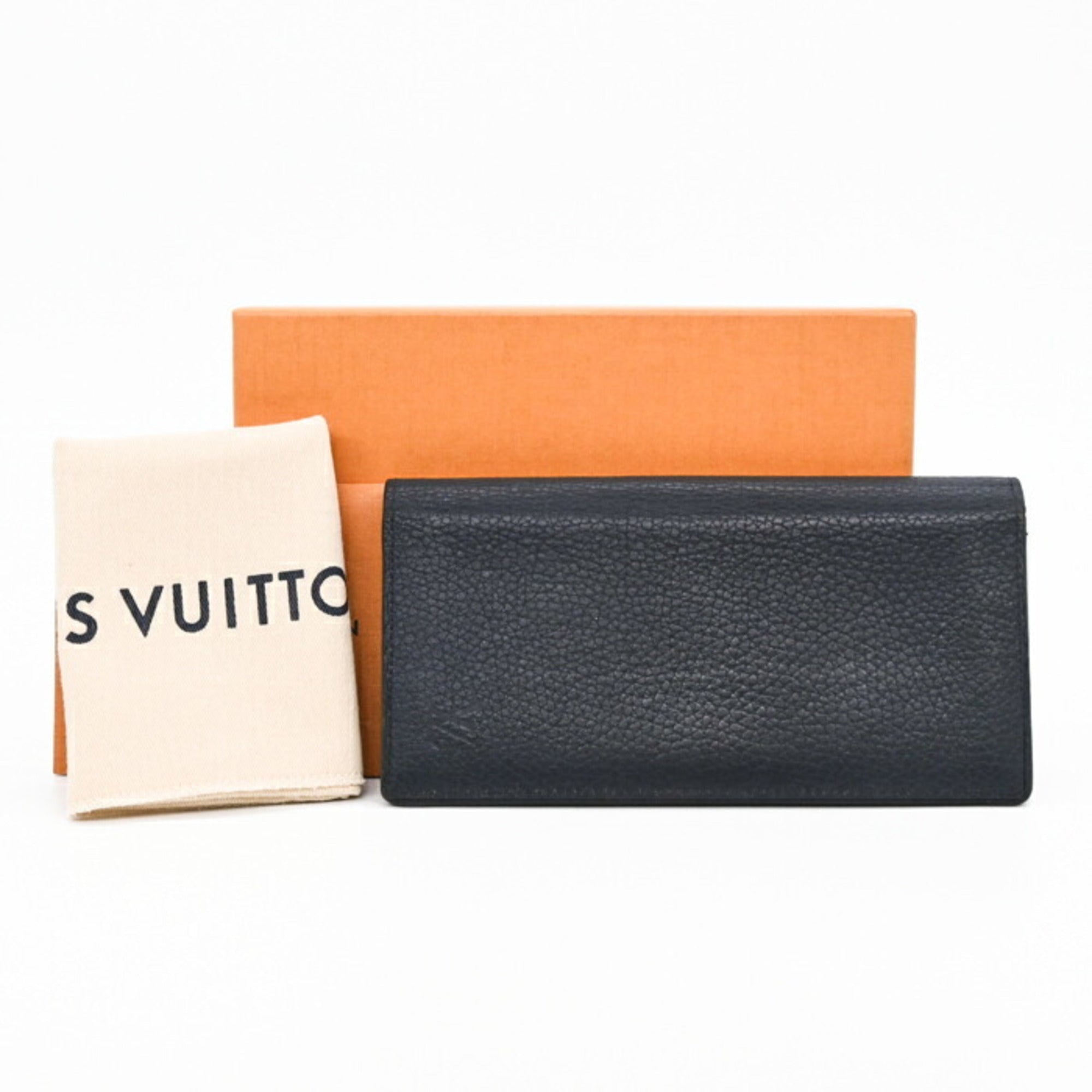 Louis Vuitton Navy Leather Long Wallet (Bi-Fold) (Pre-Owned)