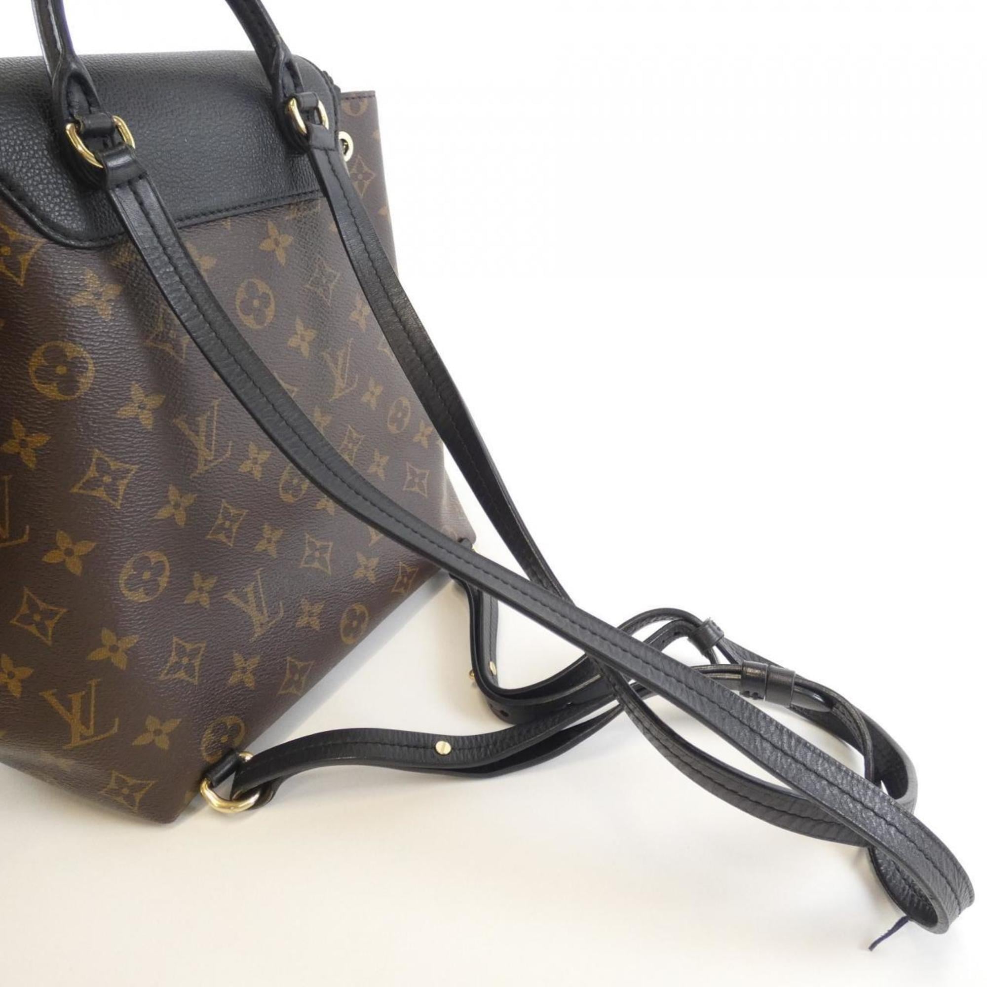Louis Vuitton Black Marron Coated Canvas Leather Backpack (Pre-Owned)