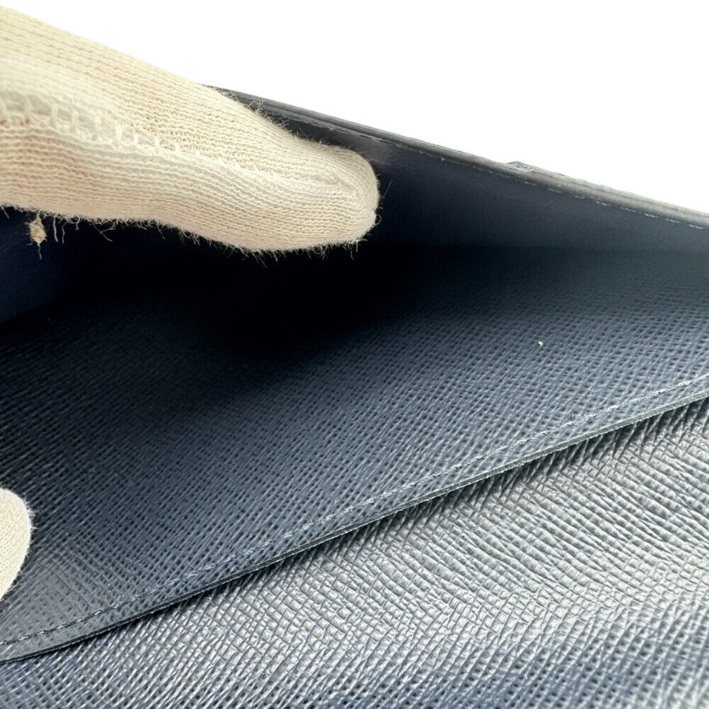 Louis Vuitton Navy Leather Long Wallet (Bi-Fold) (Pre-Owned)