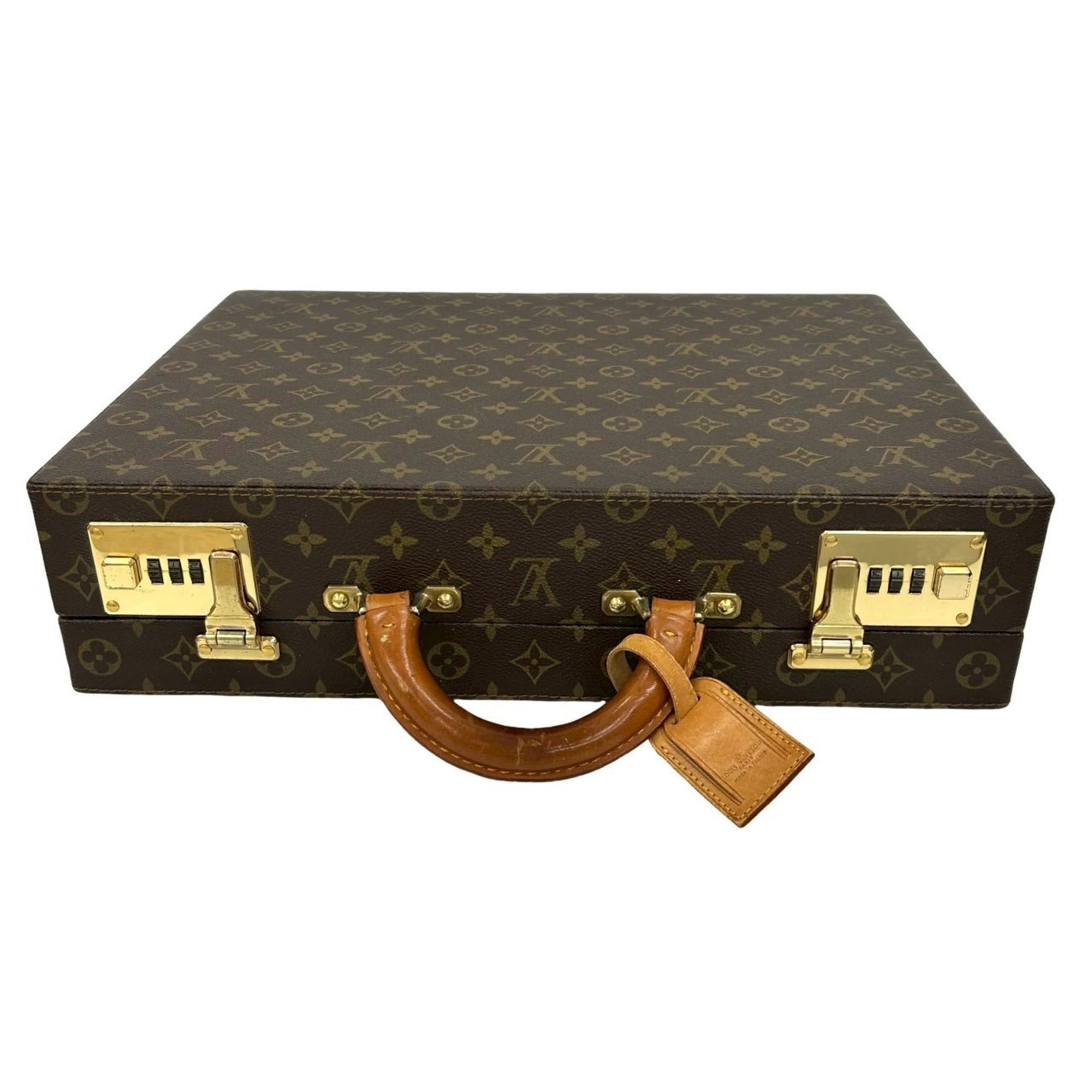 Louis Vuitton Brown Leather Pvc Briefcase (Pre-Owned)