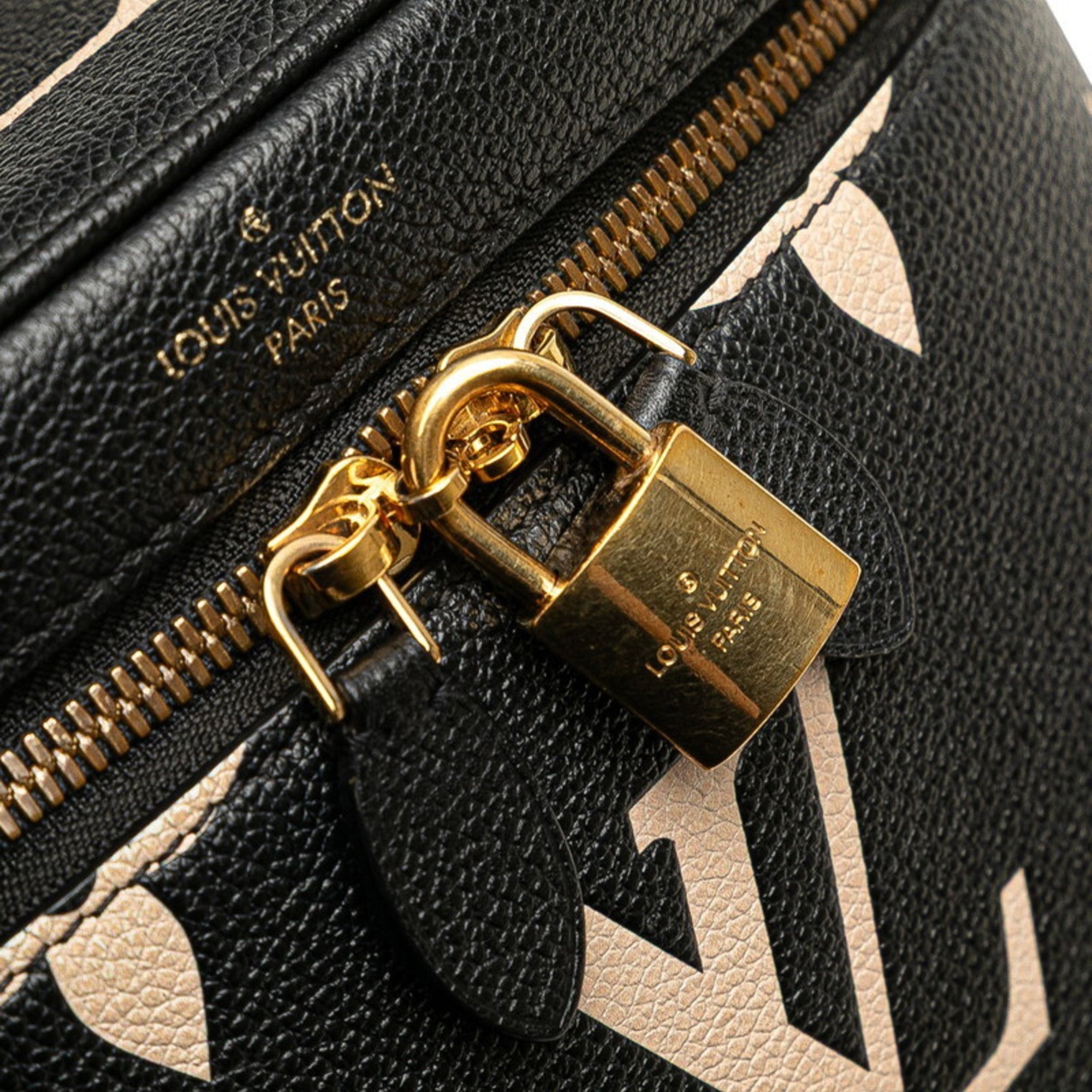 Louis Vuitton Beige Black Monogram Leather Shoulder Bag Vanity Bag (Pre-Owned)