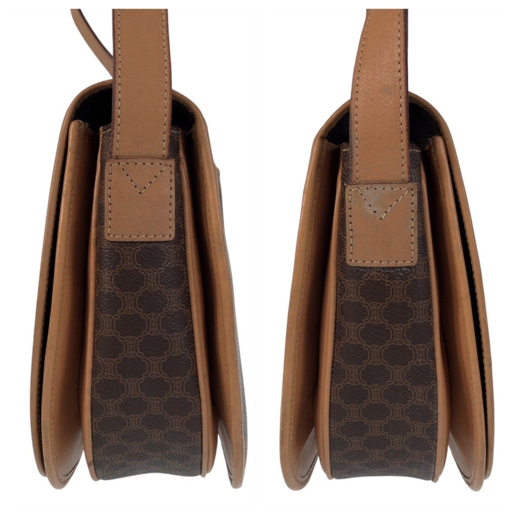 Vintage Saddle Flap Shoulder Bag Macadam Coated Canvas Small