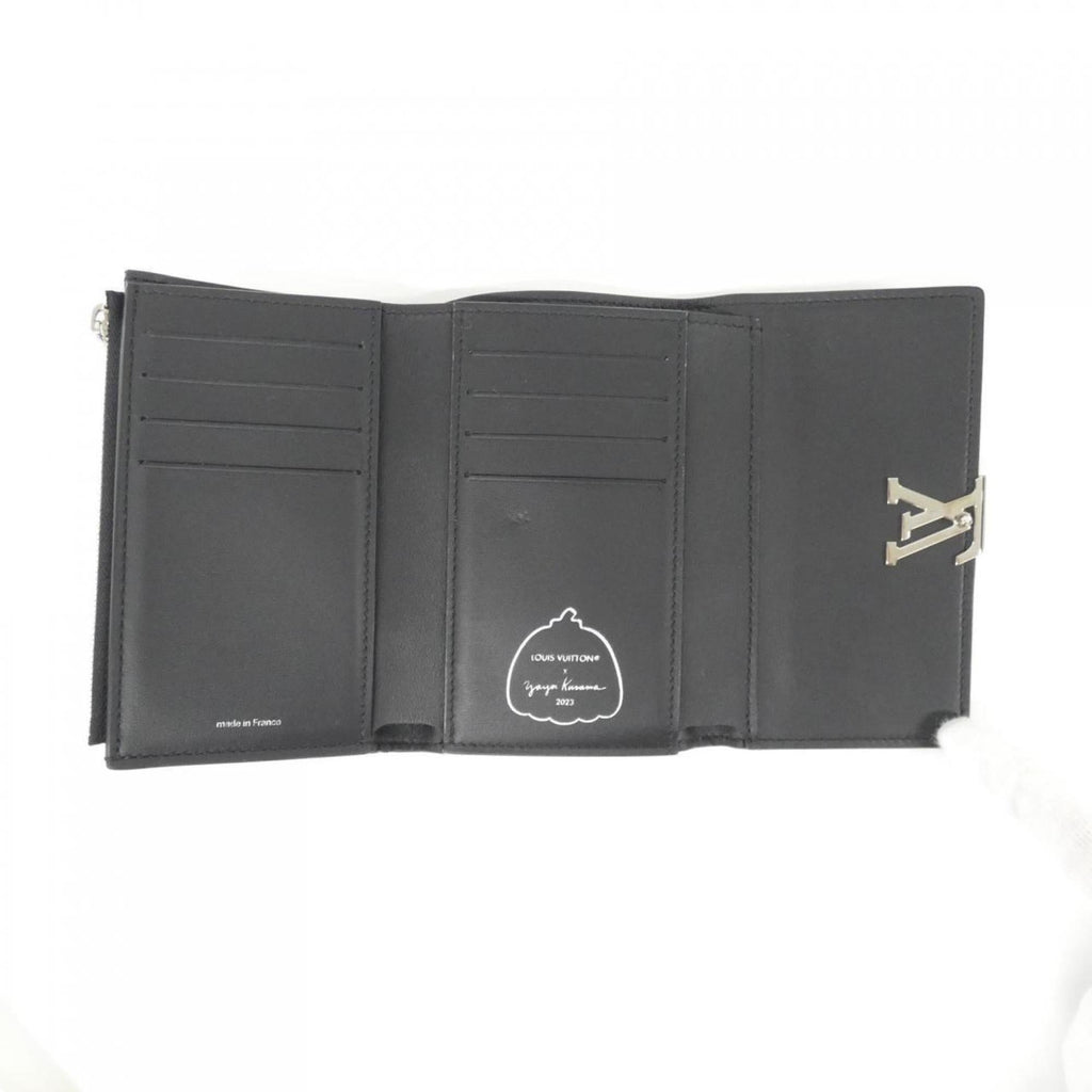 Louis Vuitton Black Leather Wallet (Tri-Fold) (Pre-Owned)