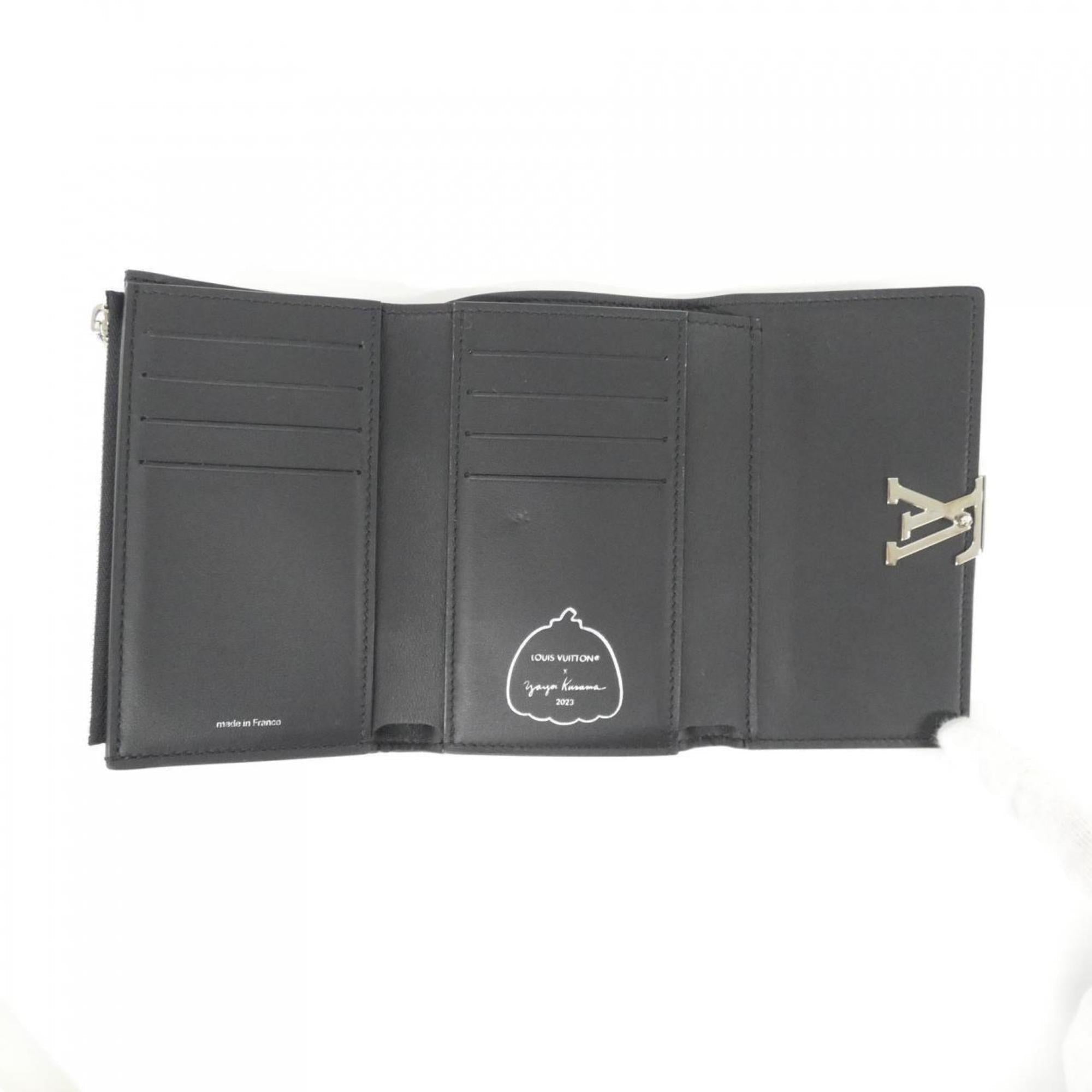 Louis Vuitton Black Leather Wallet (Tri-Fold) (Pre-Owned)