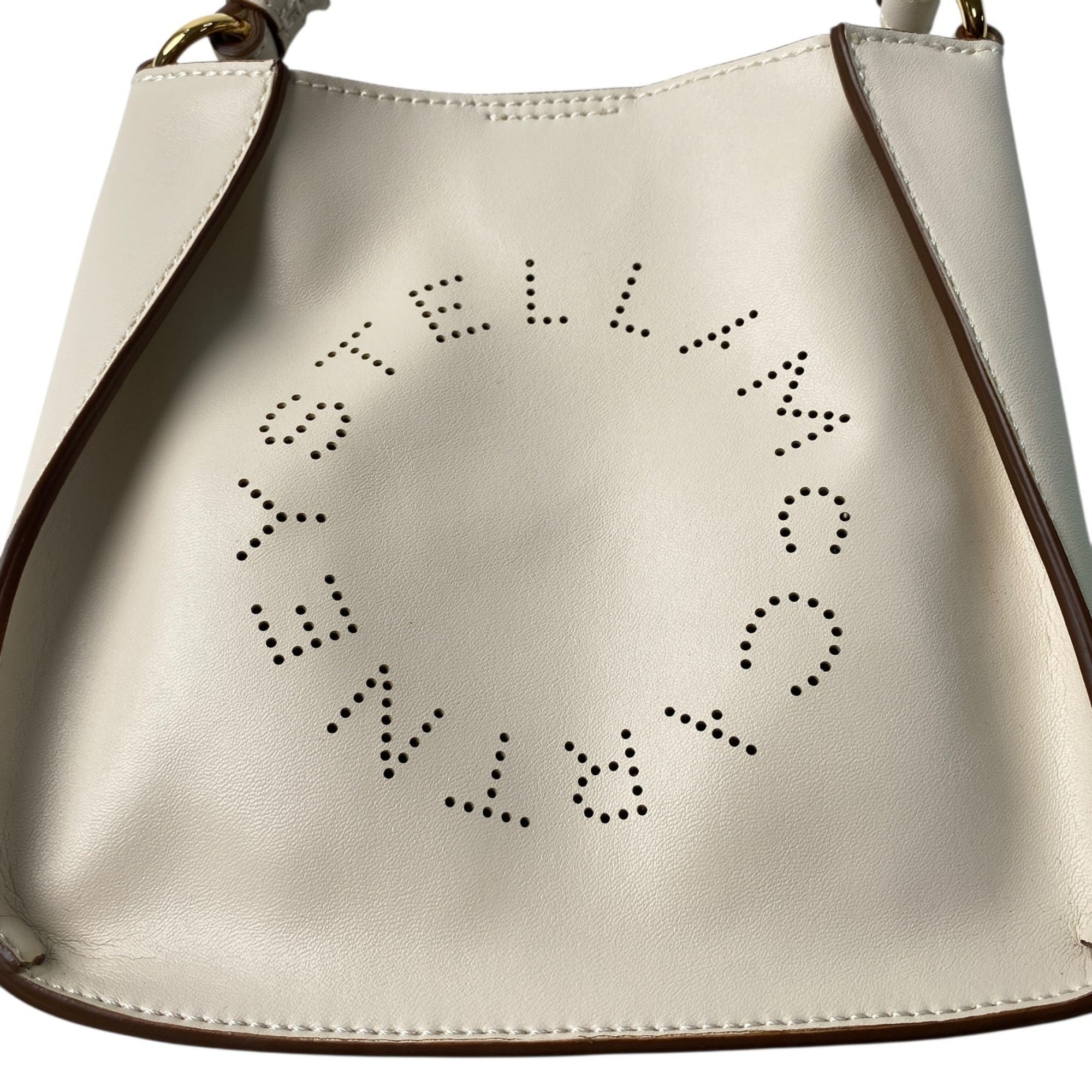 Logo Crossbody Bag Perforated Faux Leather Mini