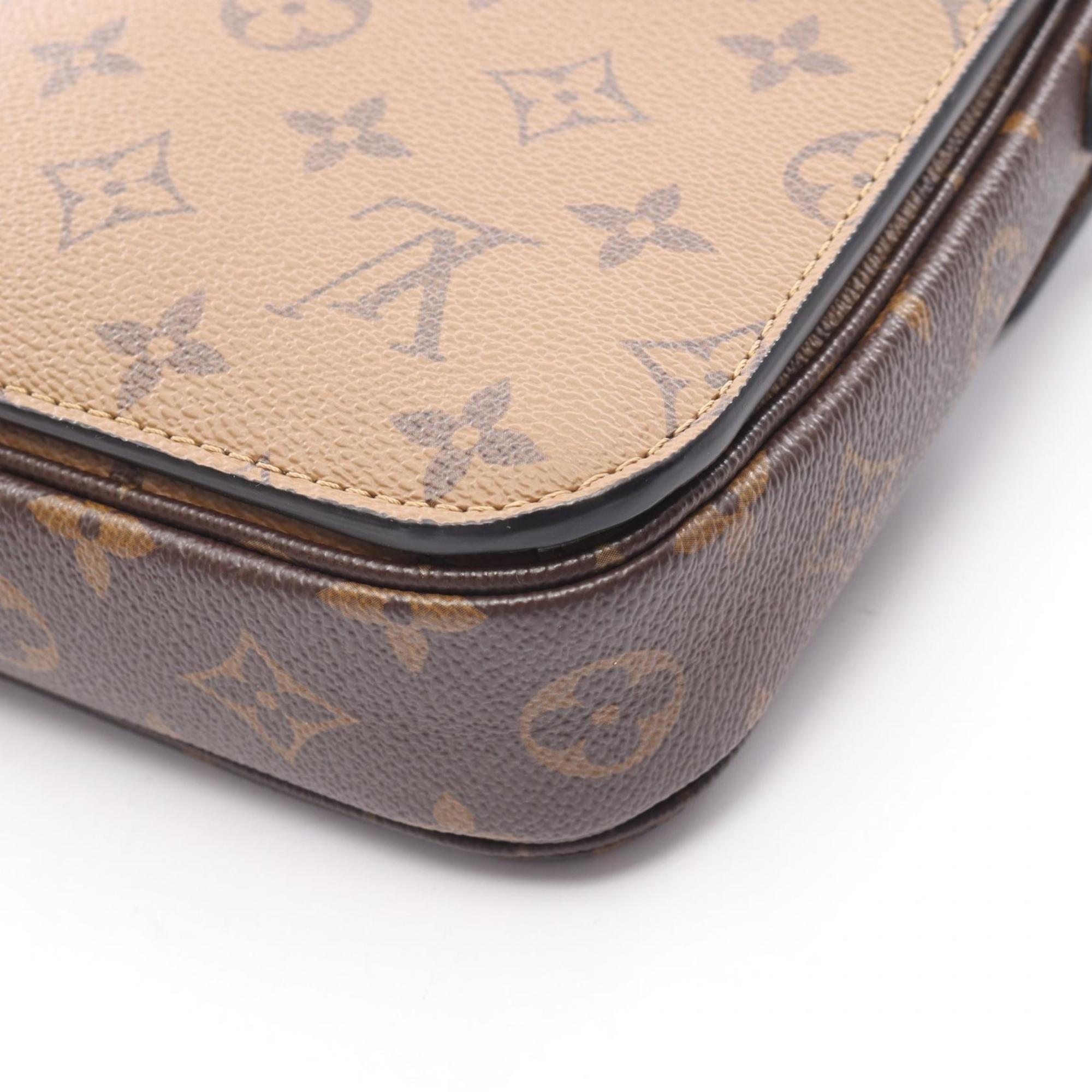 Louis Vuitton Black Brown Coated Canvas Leather Handbag Pochette (Pre-Owned)