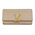 Louis Vuitton Beige Grayish Leather Long Wallet (Bi-Fold) (Pre-Owned)