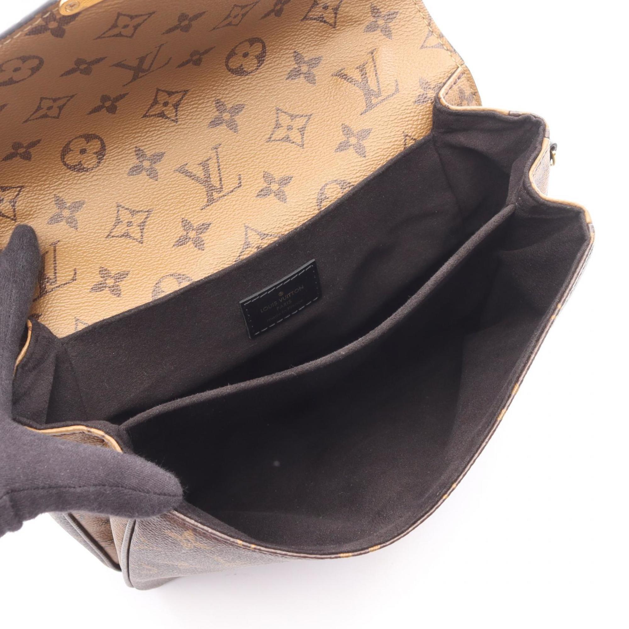 Louis Vuitton Black Brown Coated Canvas Leather Handbag Pochette (Pre-Owned)