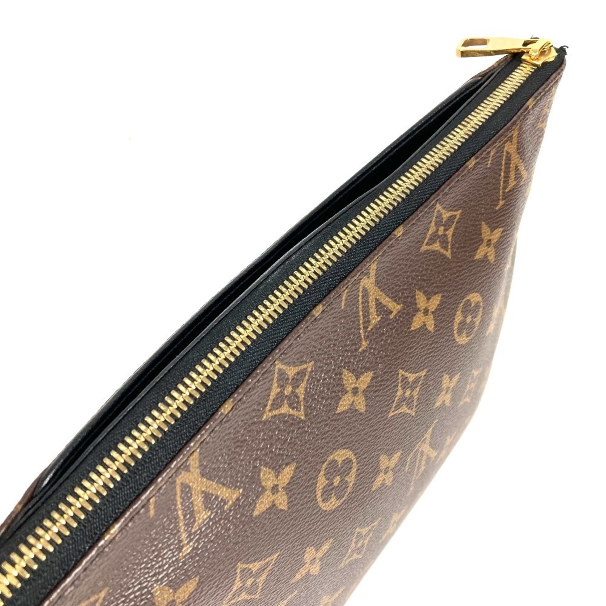 Louis Vuitton Black Brown Monogram Clutch Bag Pouch (Pre-Owned)