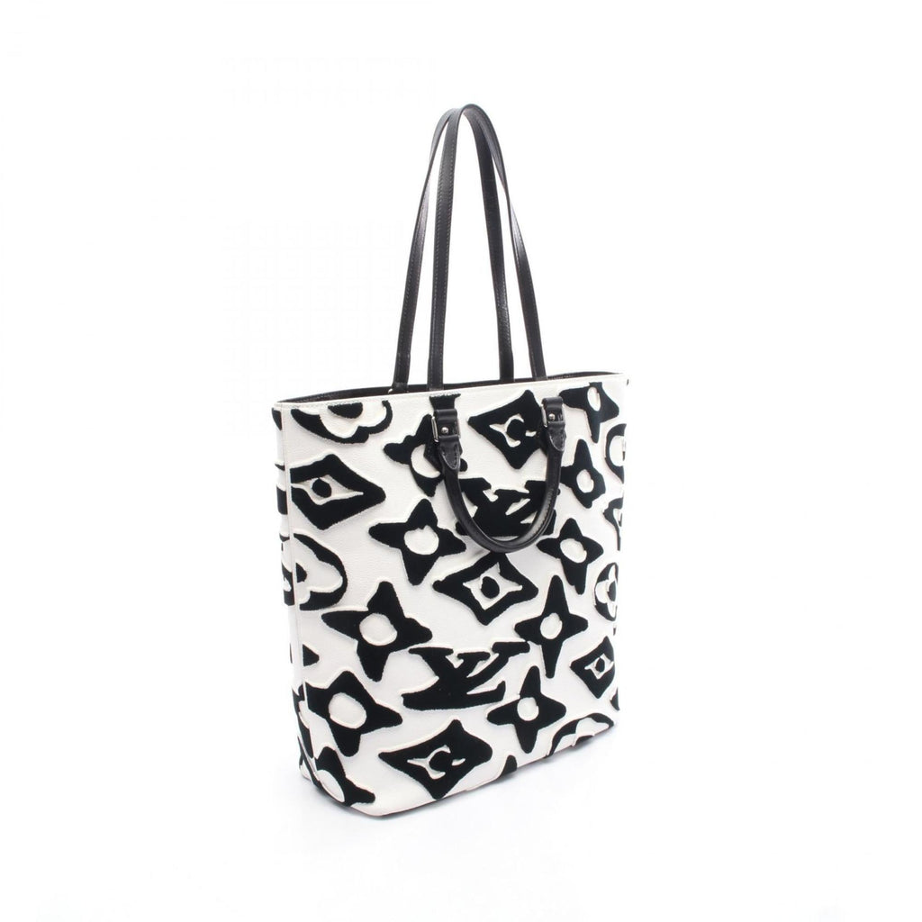 Louis Vuitton Black White Canvas Leather Tote Bag (Pre-Owned)