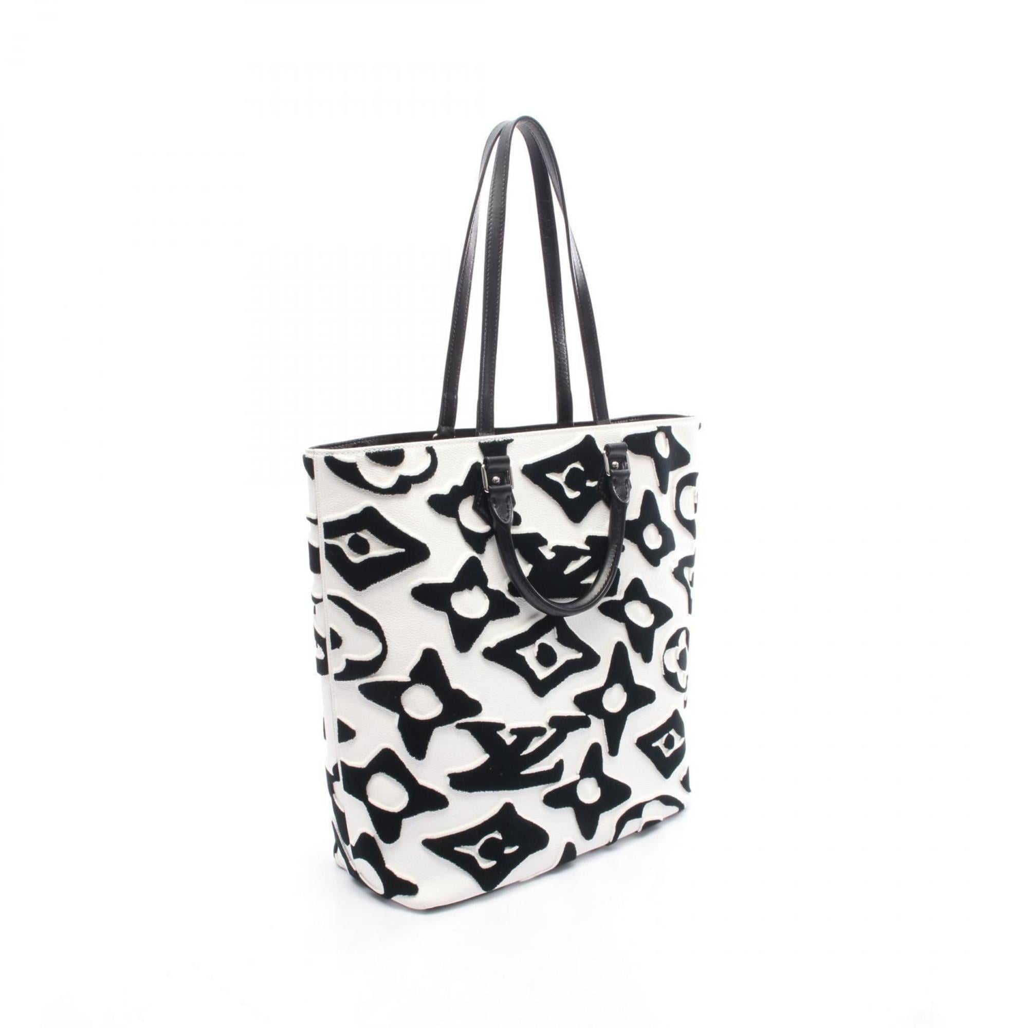 Louis Vuitton Black White Canvas Leather Tote Bag (Pre-Owned)