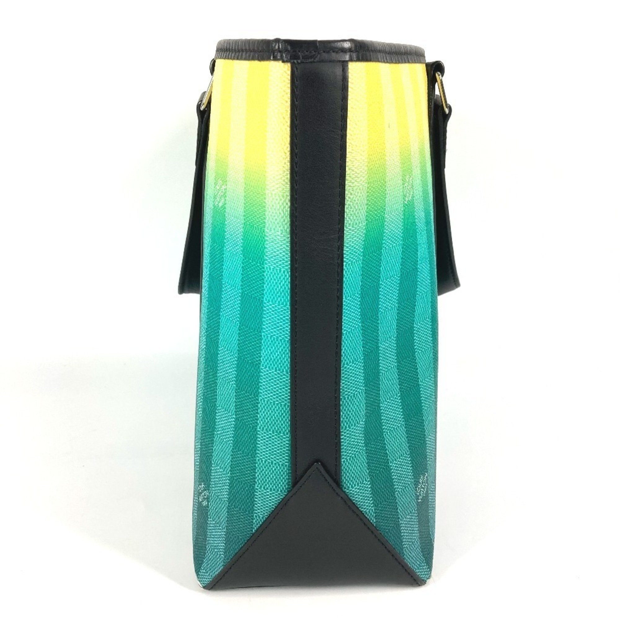Louis Vuitton Black Green Yellow Leather Canvas Handbag Shoulder Bag Tote Bag (Pre-Owned)