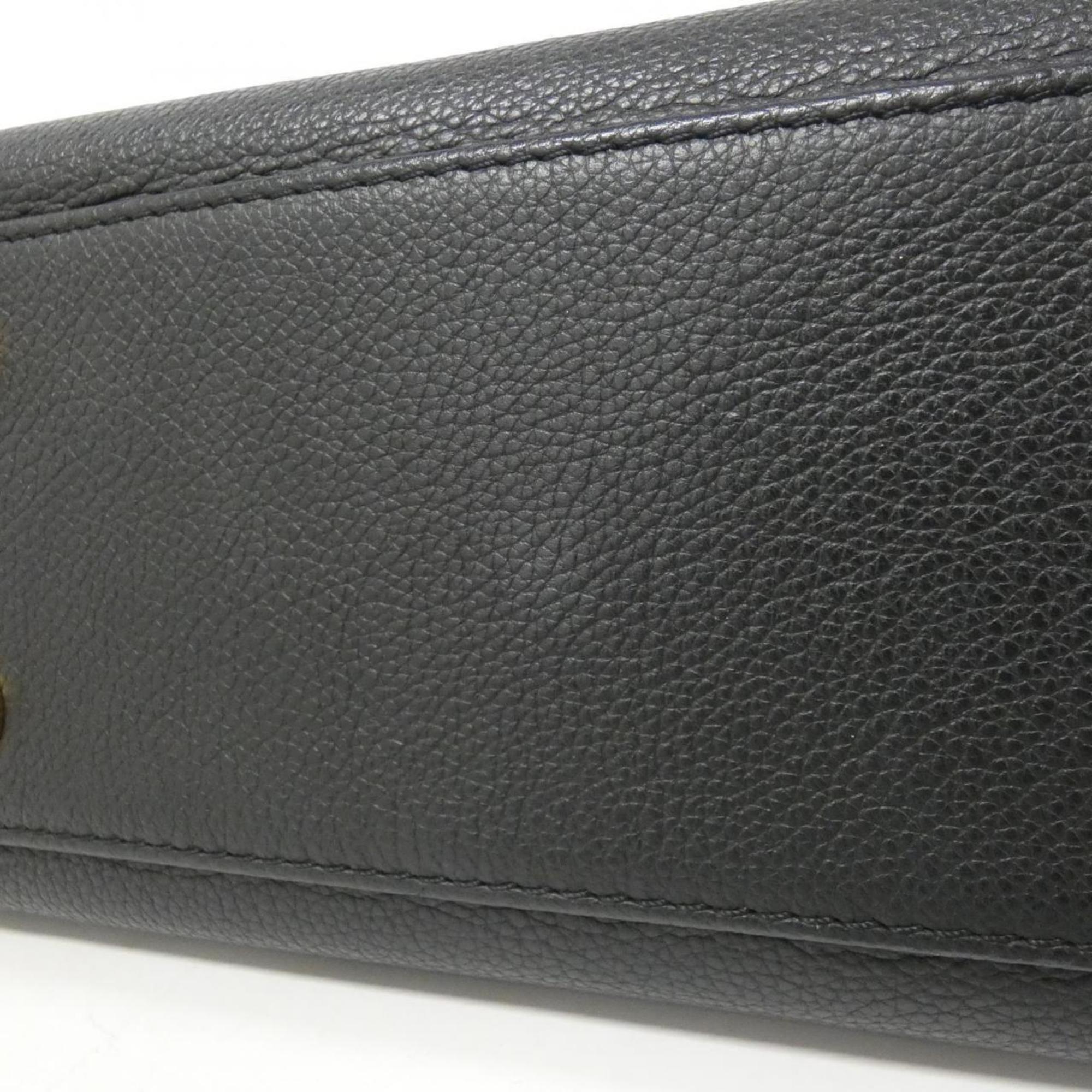 Louis Vuitton Black Leather Coated Canvas Handbag (Pre-Owned)