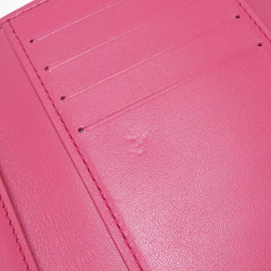 Louis Vuitton Black Hot Pink Leather Middle Wallet (Tri-Fold) (Pre-Owned)