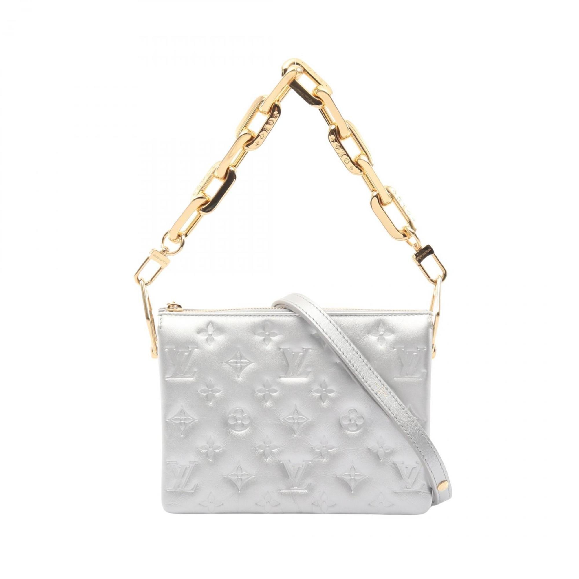 Louis Vuitton Silver Leather Shoulder Bag (Pre-Owned)
