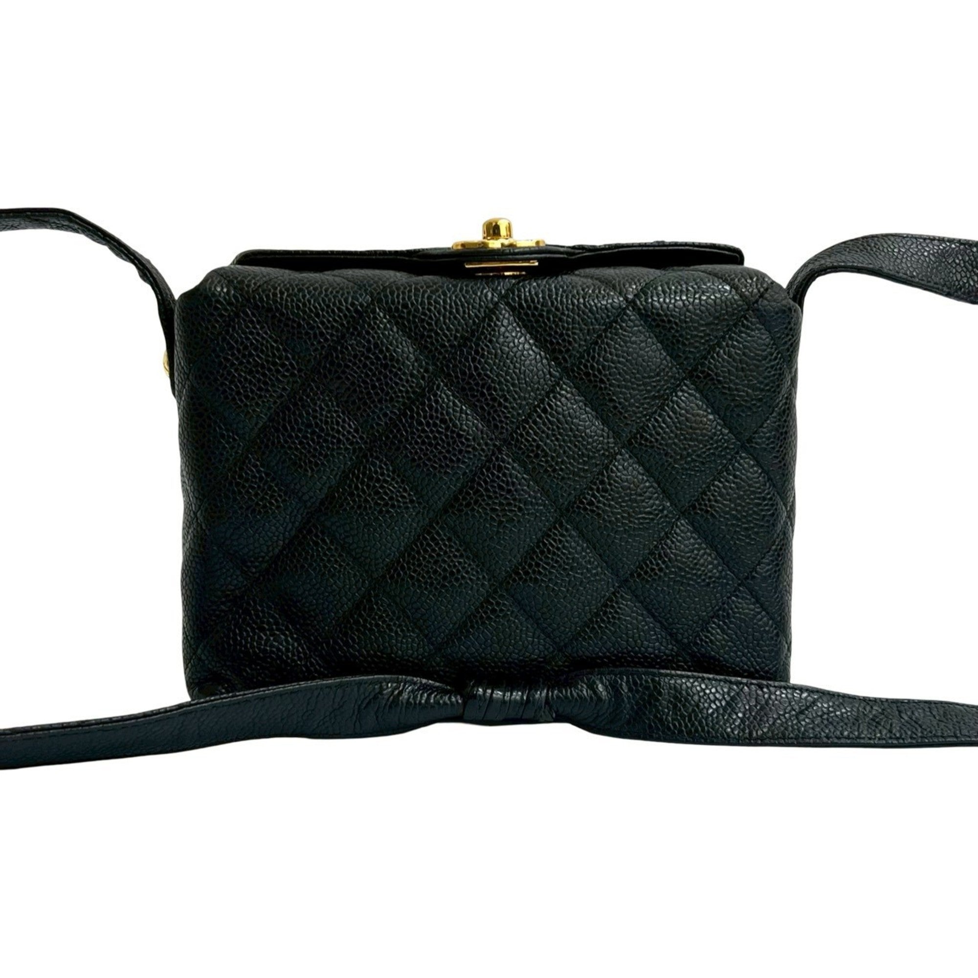 Vintage CC Flap Shoulder Bag Quilted Caviar Small