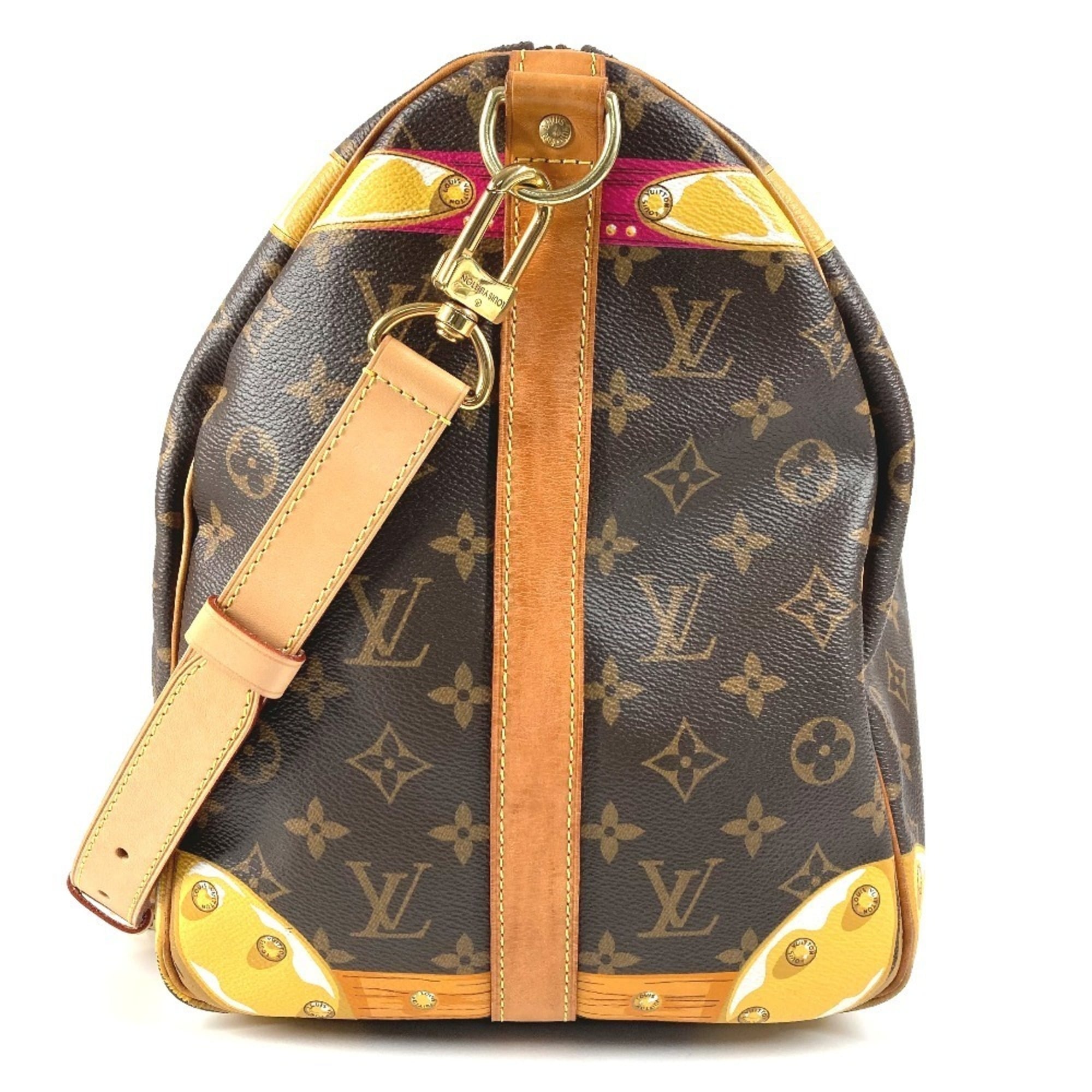 Louis Vuitton Monogram Brown Pink Monogram Boston Bag Shoulder Bag (Pre-Owned)