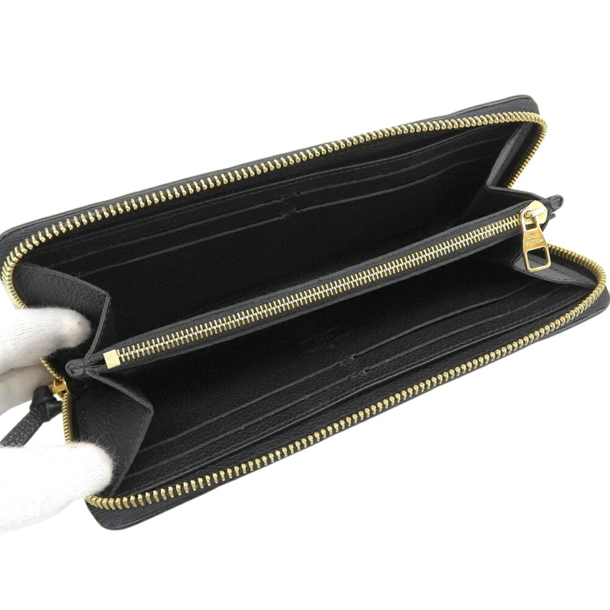 Louis Vuitton Black Noir Leather Long Wallet (Bi-Fold) (Pre-Owned)