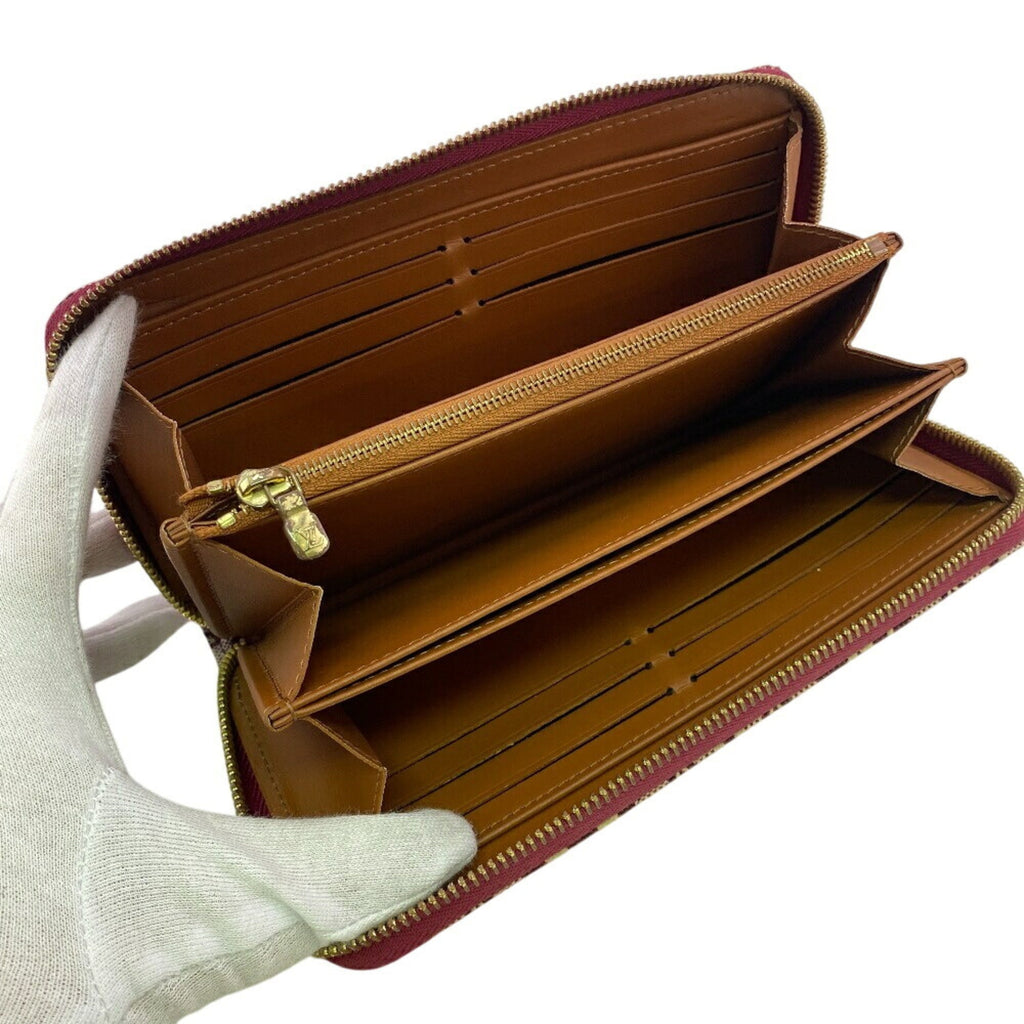 Louis Vuitton Brown Red Color Canvas Leather Long Wallet (Bi-Fold) (Pre-Owned)