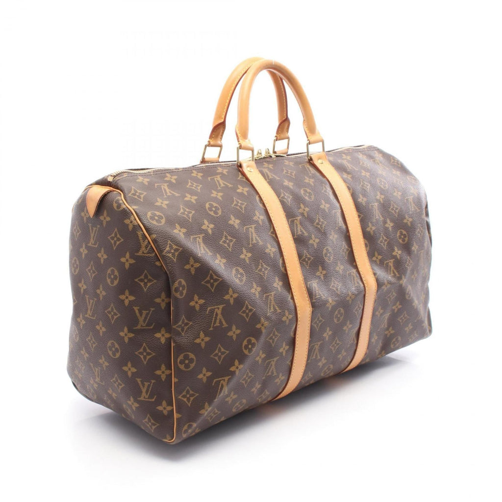 Louis Vuitton Brown Coated Canvas Leather Boston Bag (Pre-Owned)
