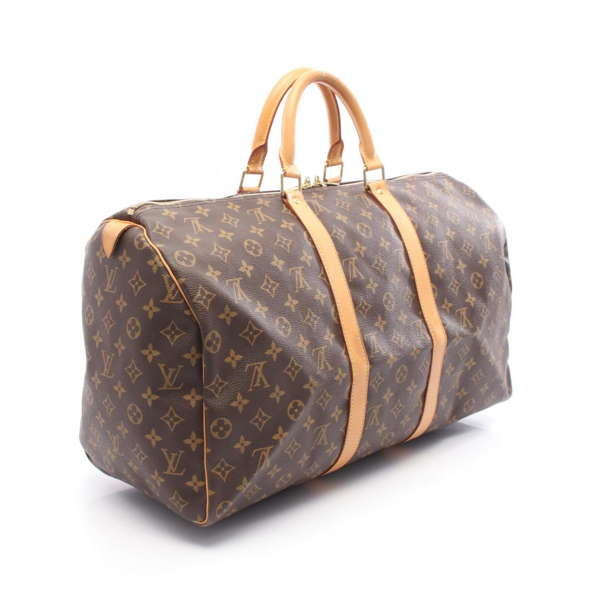 Louis Vuitton Brown Coated Canvas Leather Boston Bag (Pre-Owned)