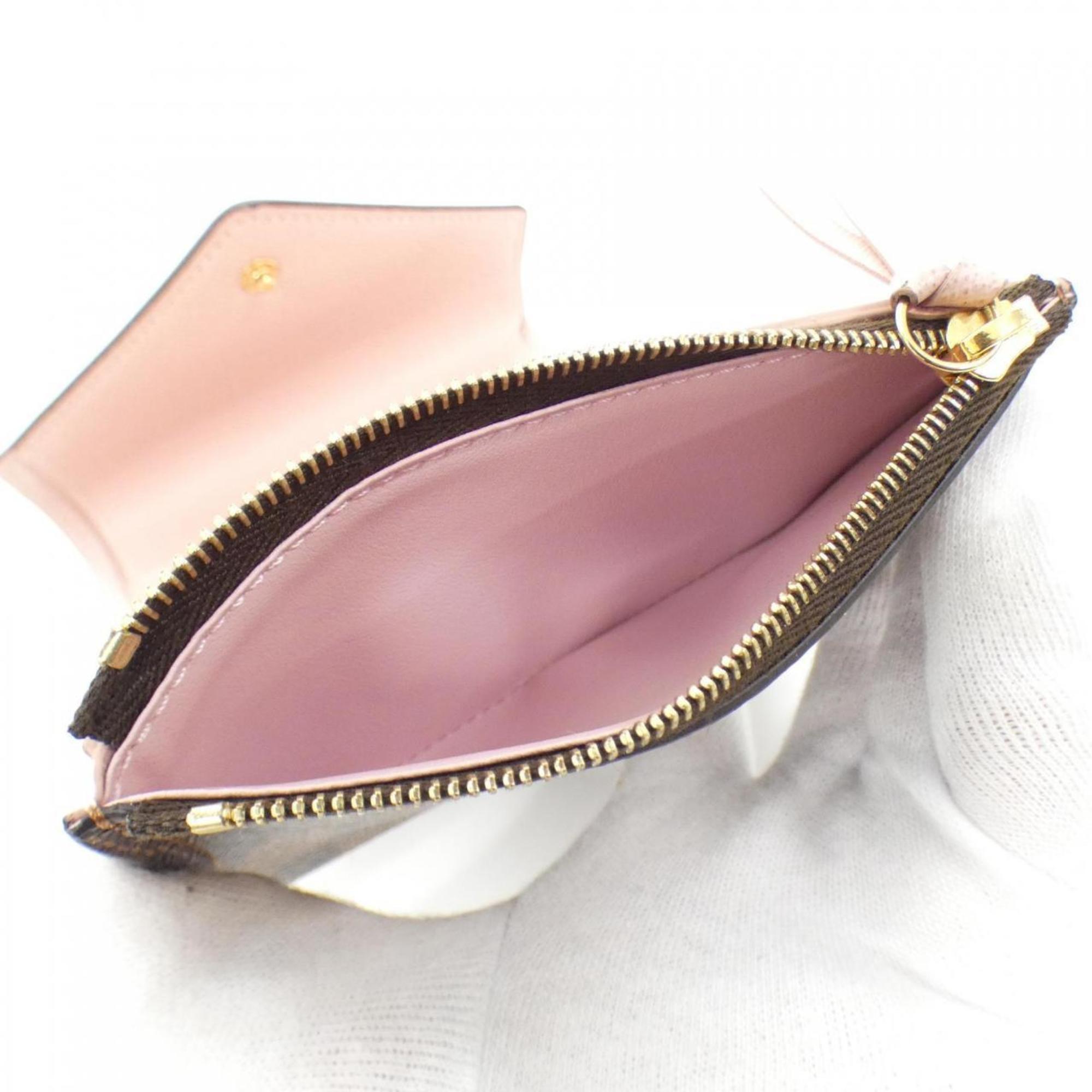 Louis Vuitton Ebene Rose Ballerine Coated Canvas Wallet (Tri-Fold) (Pre-Owned)