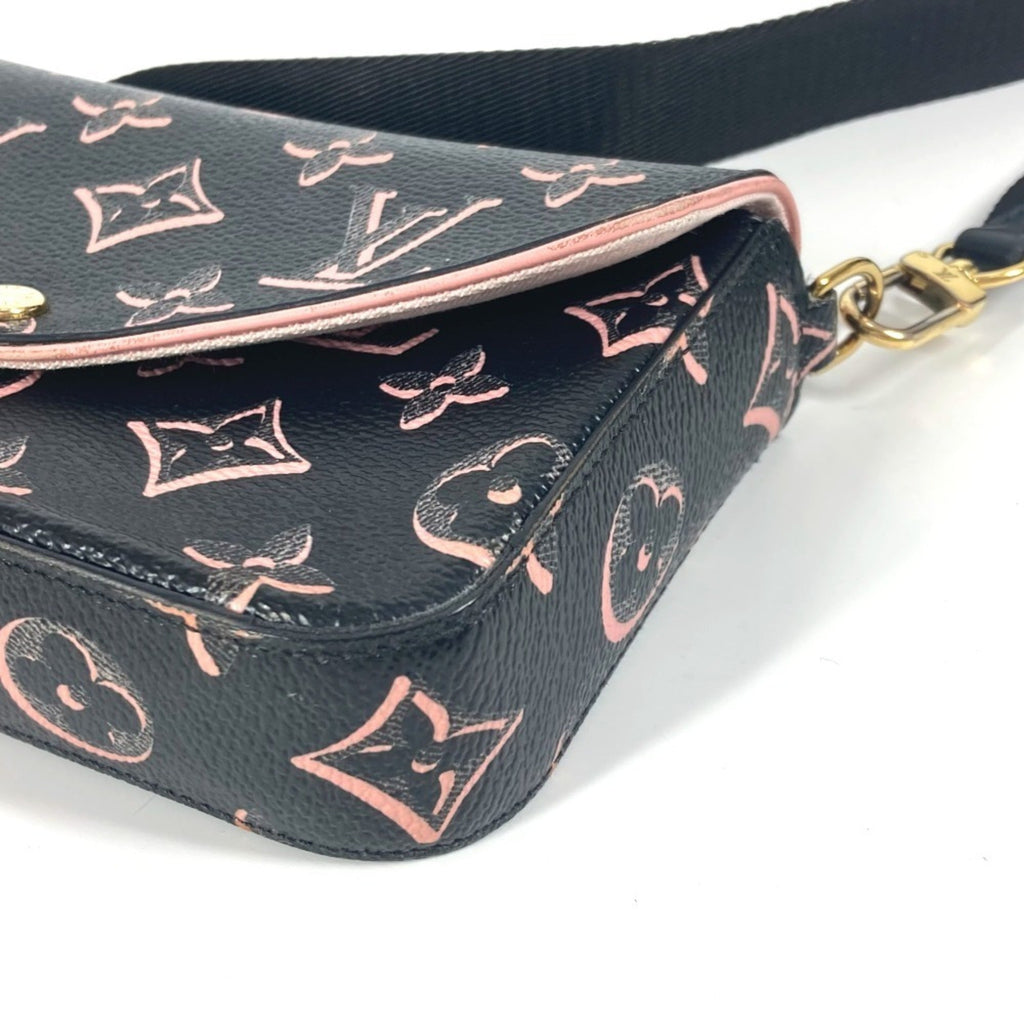 Louis Vuitton Black Pink Coated Canvas Pochette Shoulder Bag (Pre-Owned)