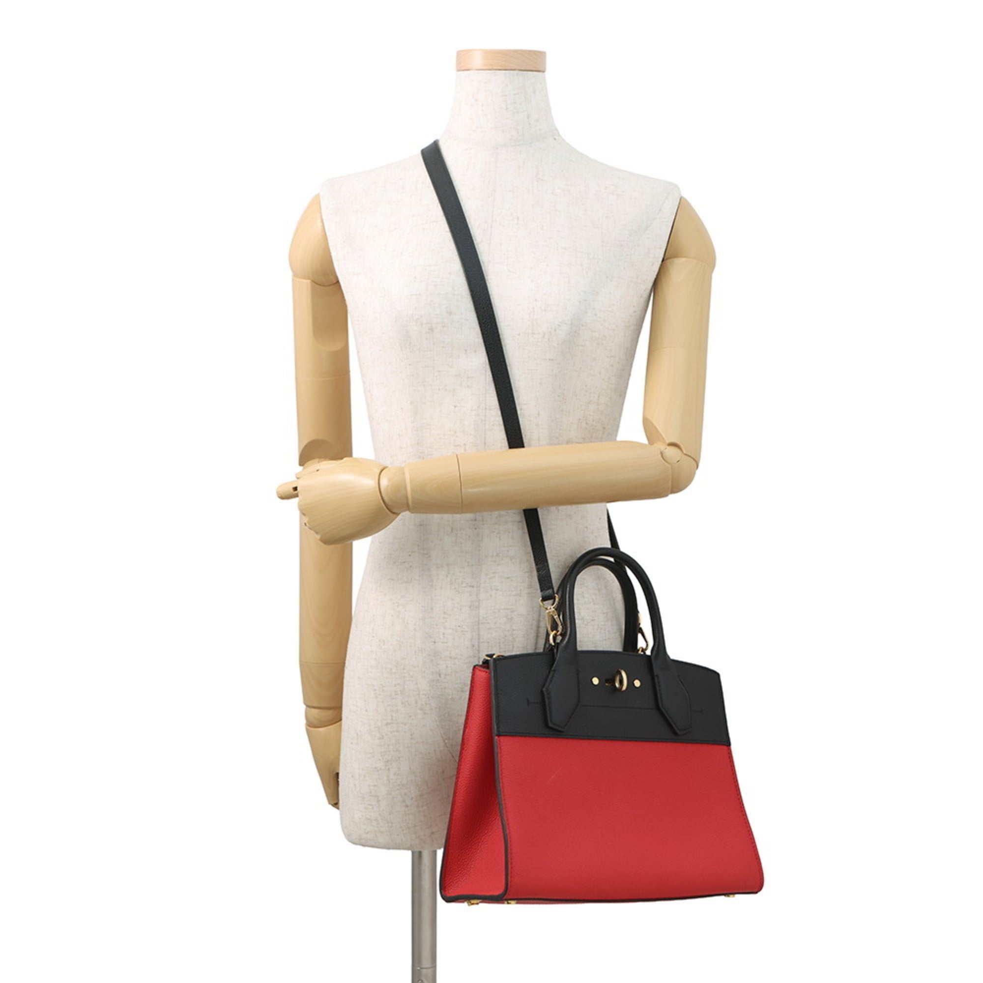 Louis Vuitton Noir Rouge Leather Handbag Shoulder Bag (Pre-Owned)