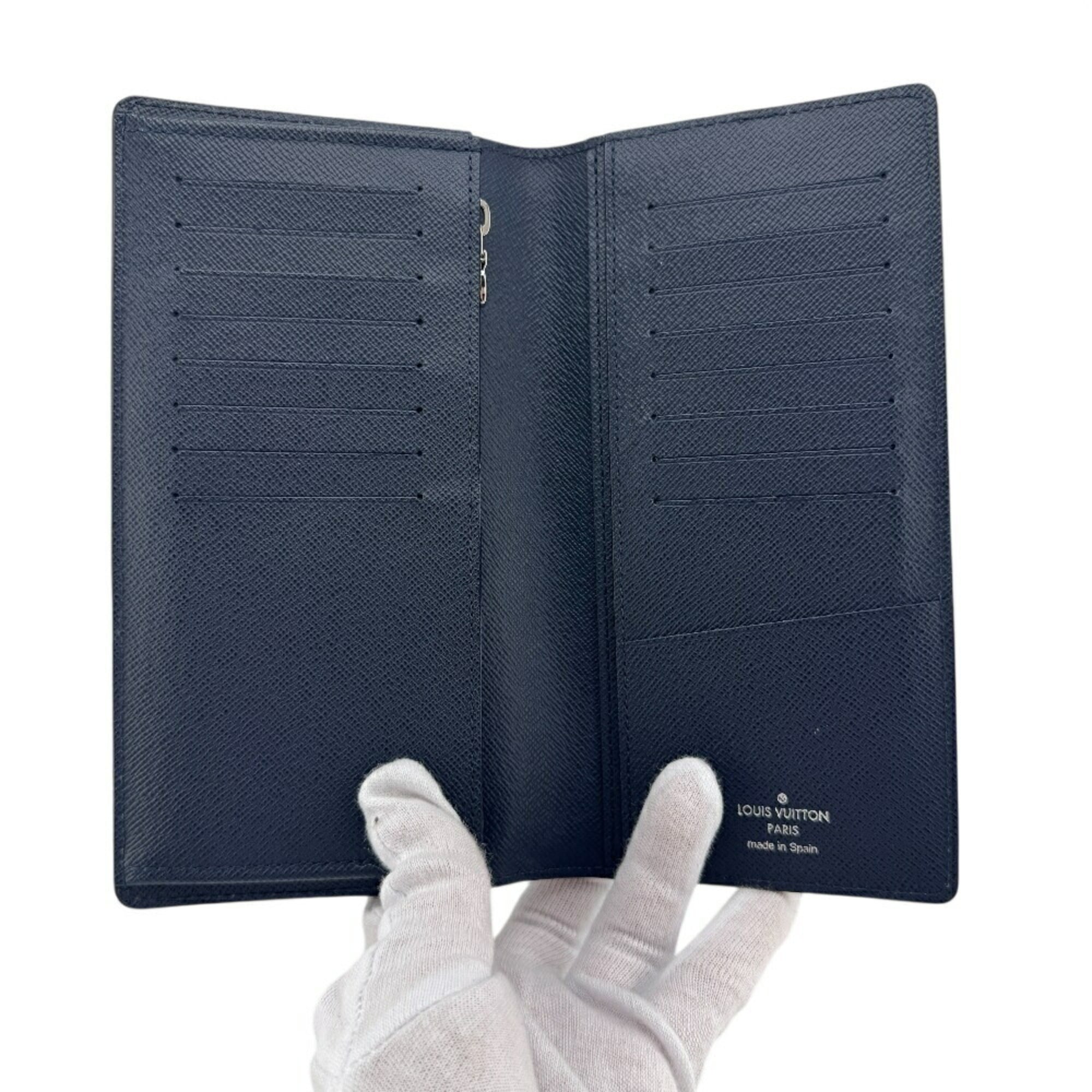 Louis Vuitton Navy Leather Long Wallet (Bi-Fold) (Pre-Owned)