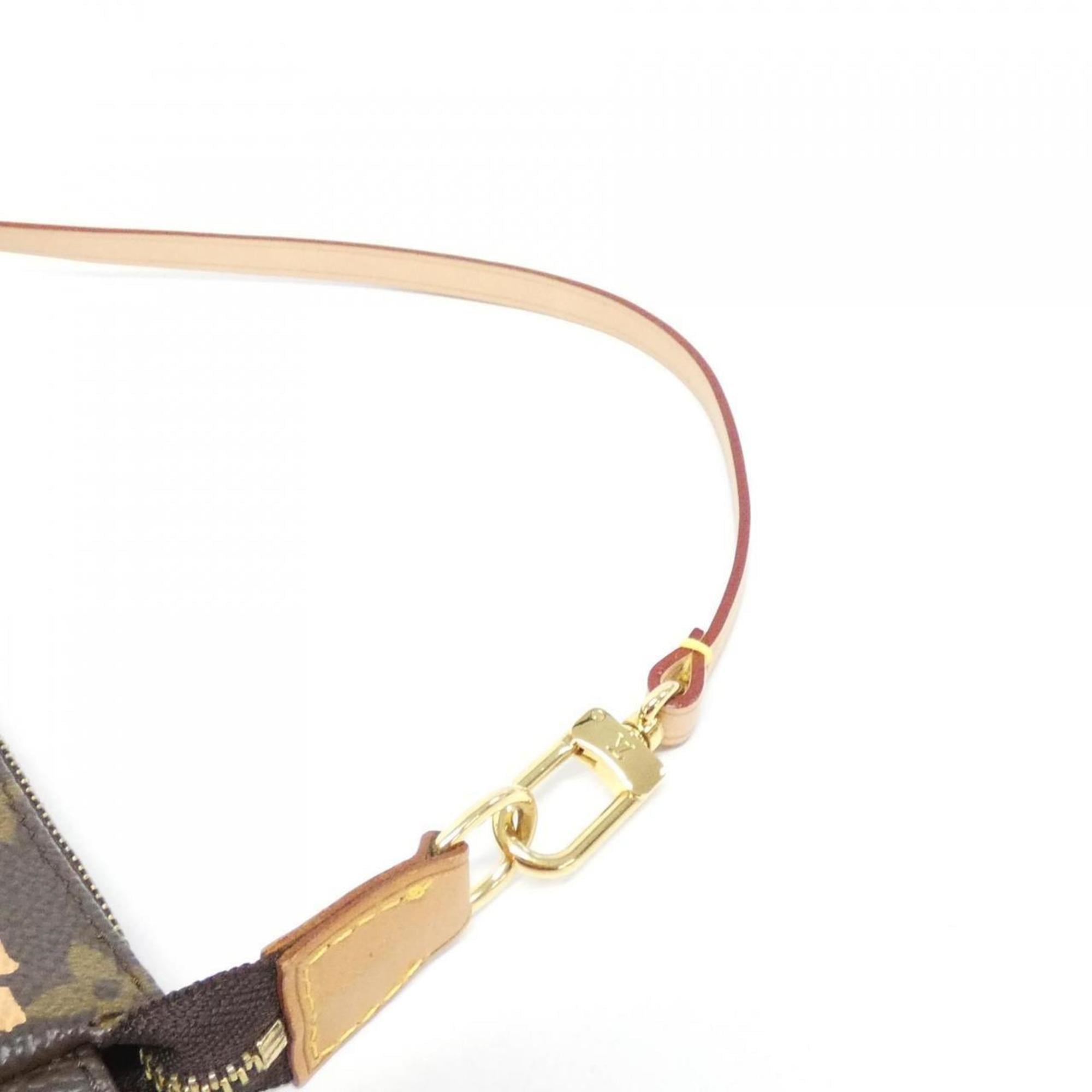Louis Vuitton Marron Peach Coated Canvas Pochette Pouch (Pre-Owned)