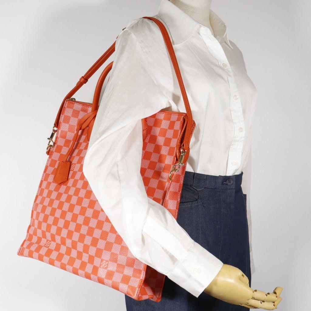 Louis Vuitton Orange Pimont Damier Canvas Handbag Tote Bag (Pre-Owned)