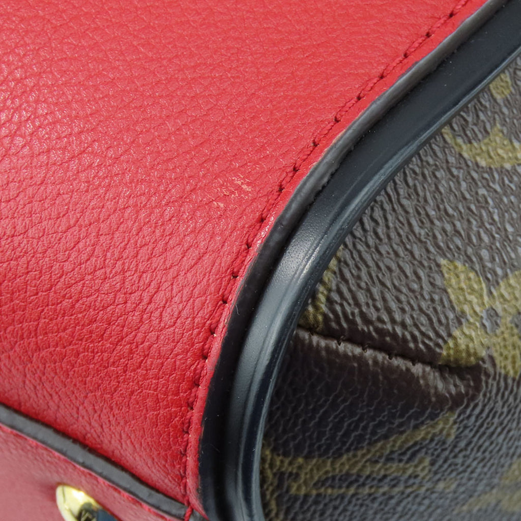 Louis Vuitton Monogram Cerise Red Brown Monogram Leather Tote Bag (Pre-Owned)