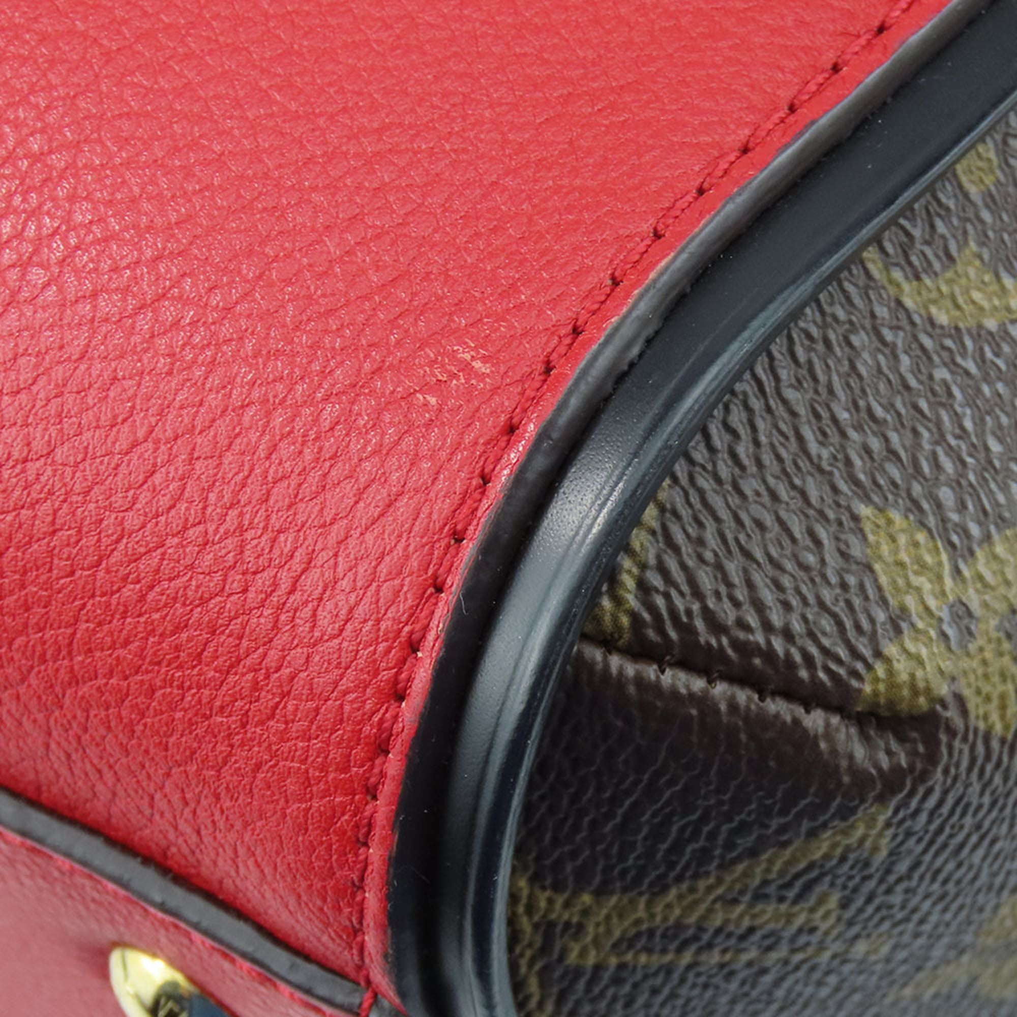 Louis Vuitton Monogram Cerise Red Brown Monogram Leather Tote Bag (Pre-Owned)