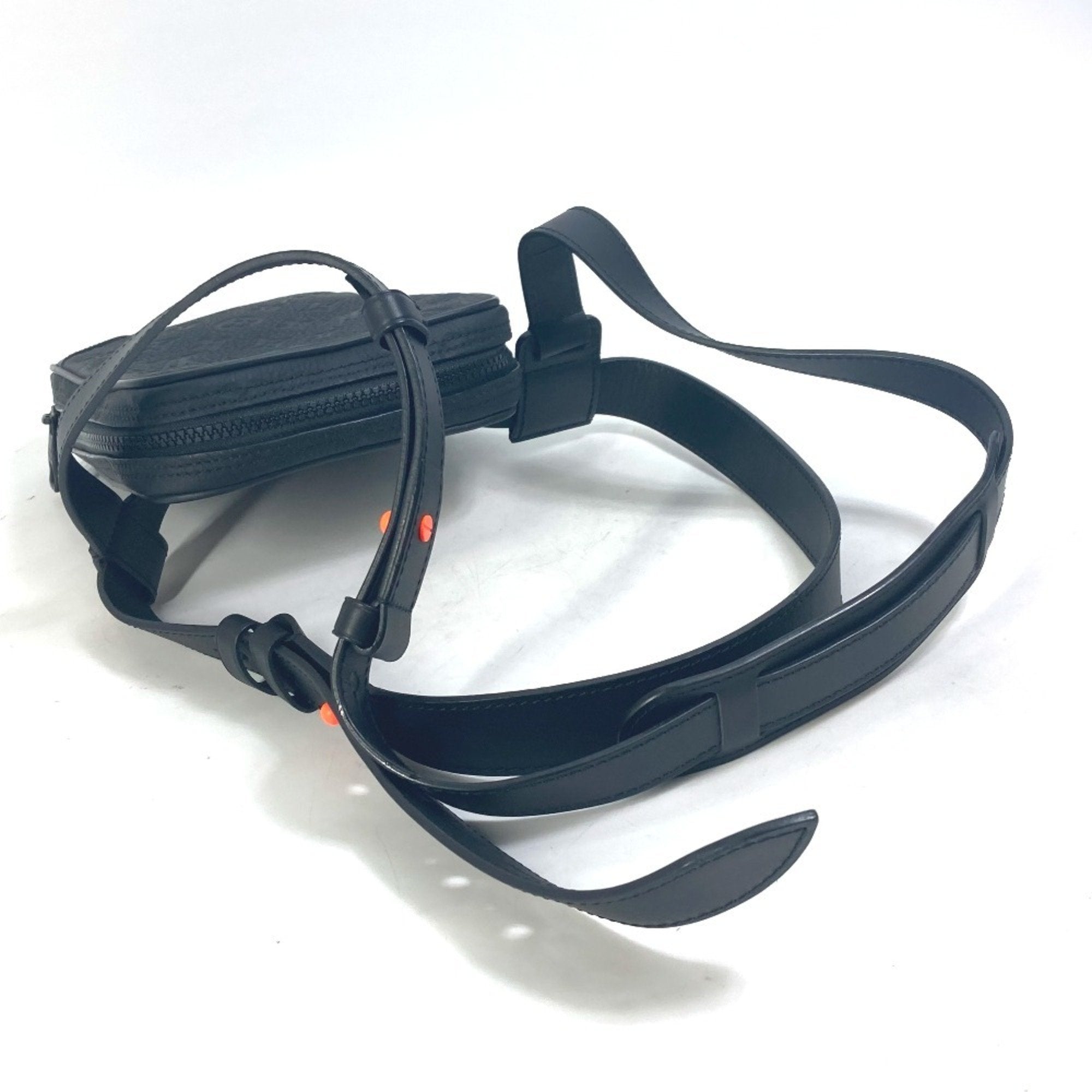 Louis Vuitton Black Orange Leather Shoulder Bag Sling Bag (Pre-Owned)