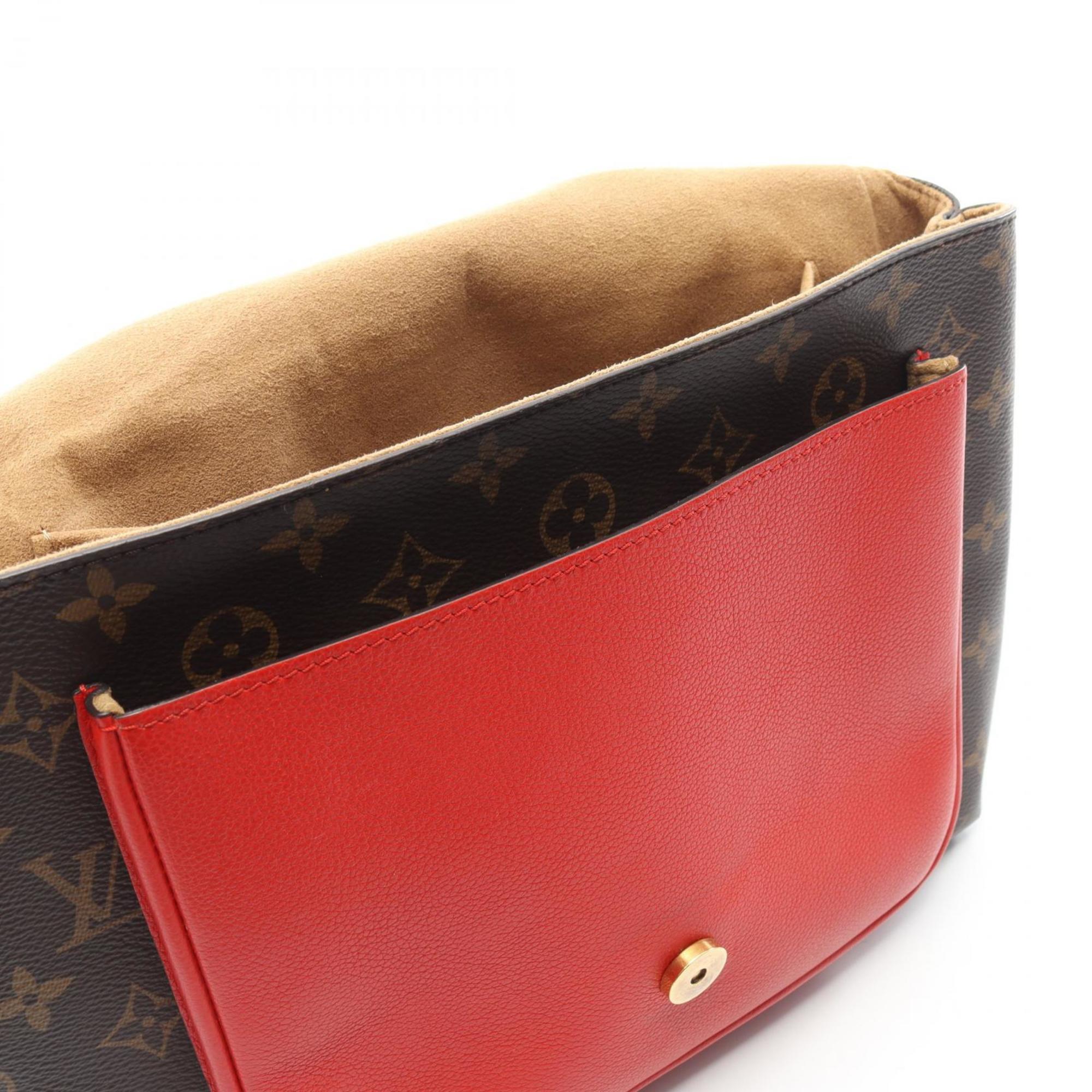 Louis Vuitton Brown Coquelicots Monogram Red Color Monogram Leather Handbag (Pre-Owned)