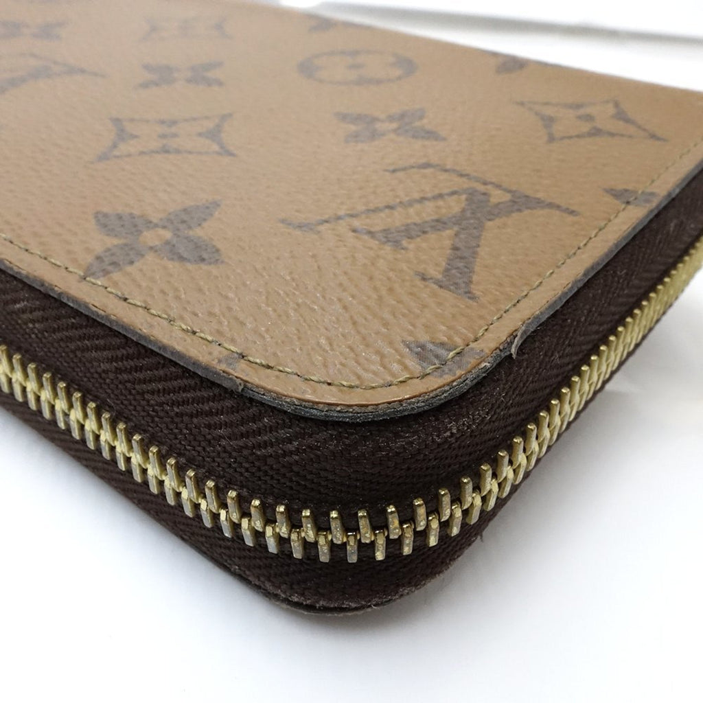 Louis Vuitton Monogram Reverse Brown Leather Long Wallet (Bi-Fold) (Pre-Owned)