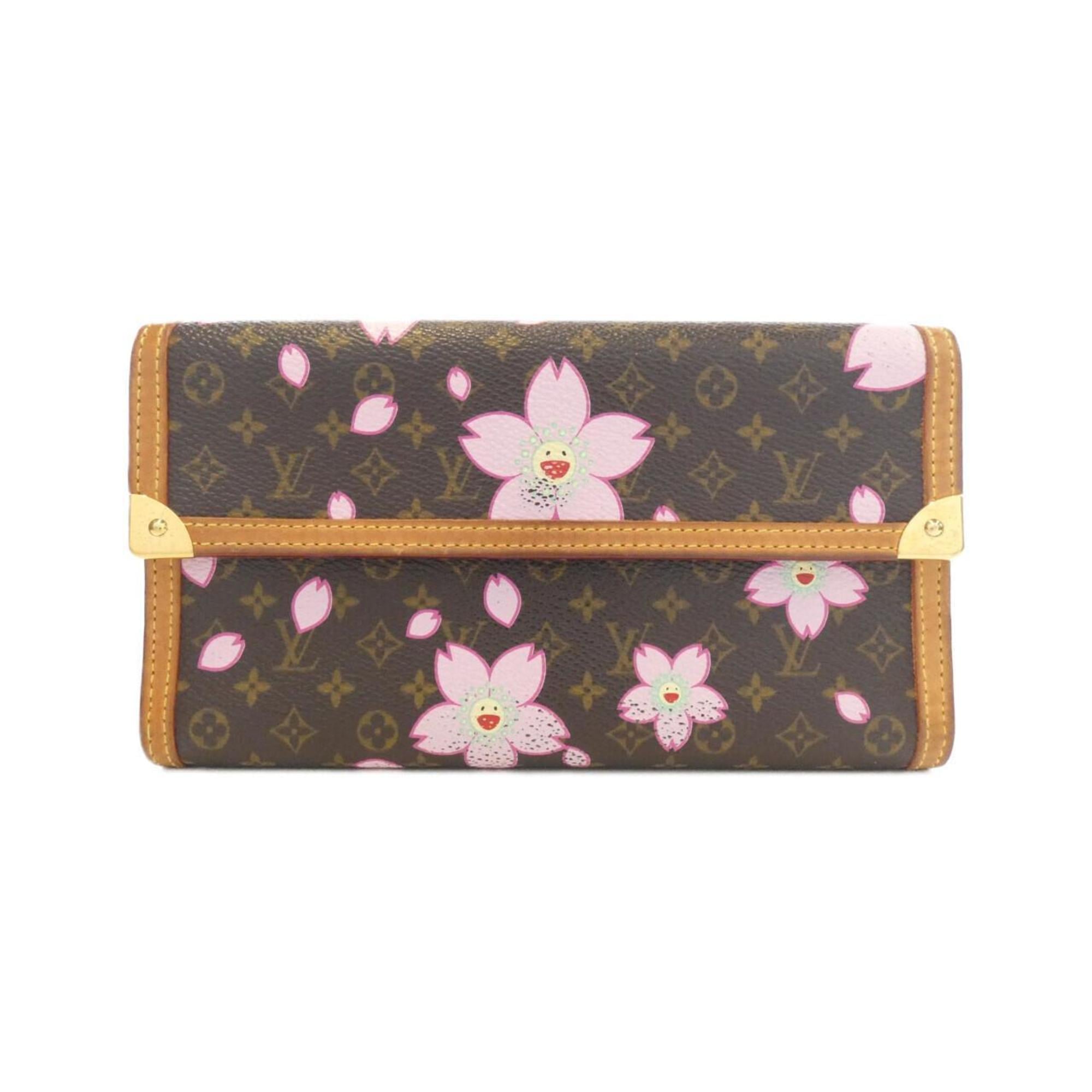 Louis Vuitton Brown Coated Canvas Long Wallet (Tri-Fold) (Pre-Owned)