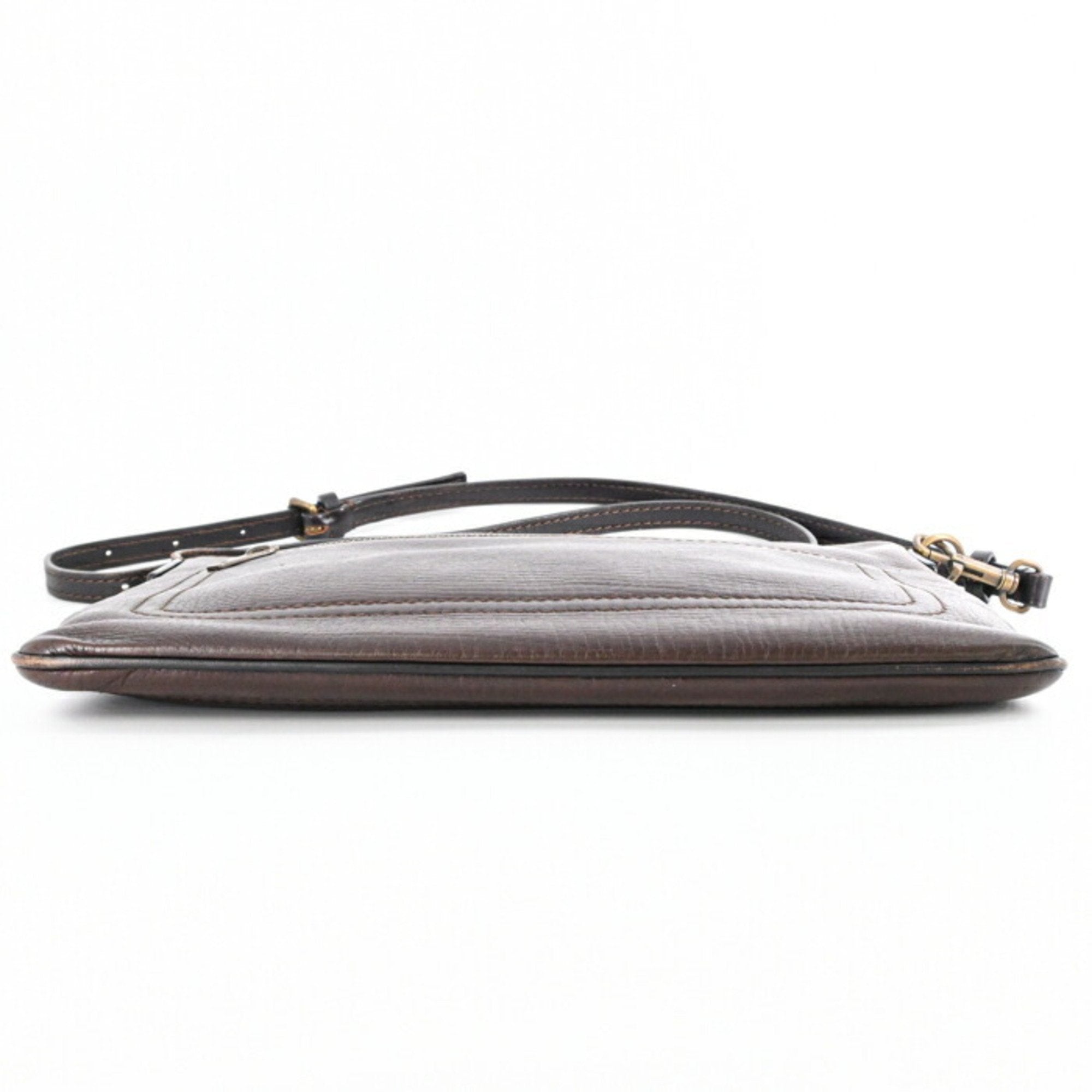 Louis Vuitton Dark Brown Leather Pochette Shoulder Bag (Pre-Owned)