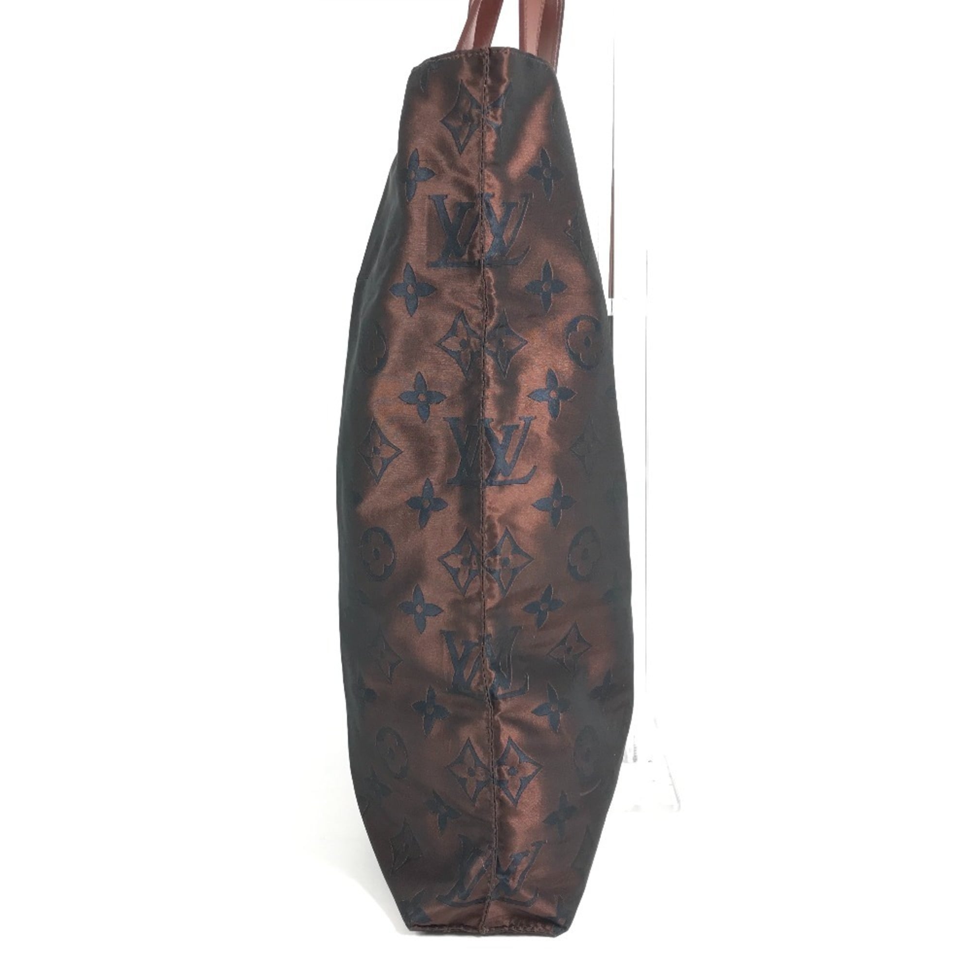 Louis Vuitton Brown Leather Nylon Shoulder Bag Tote Bag (Pre-Owned)