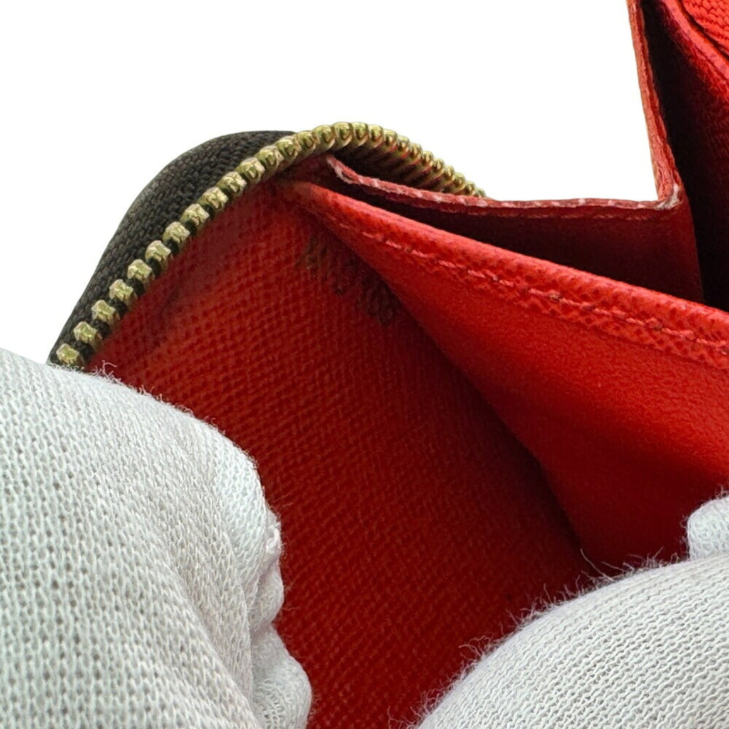 Louis Vuitton Brown Red Color Leather Long Wallet (Bi-Fold) (Pre-Owned)