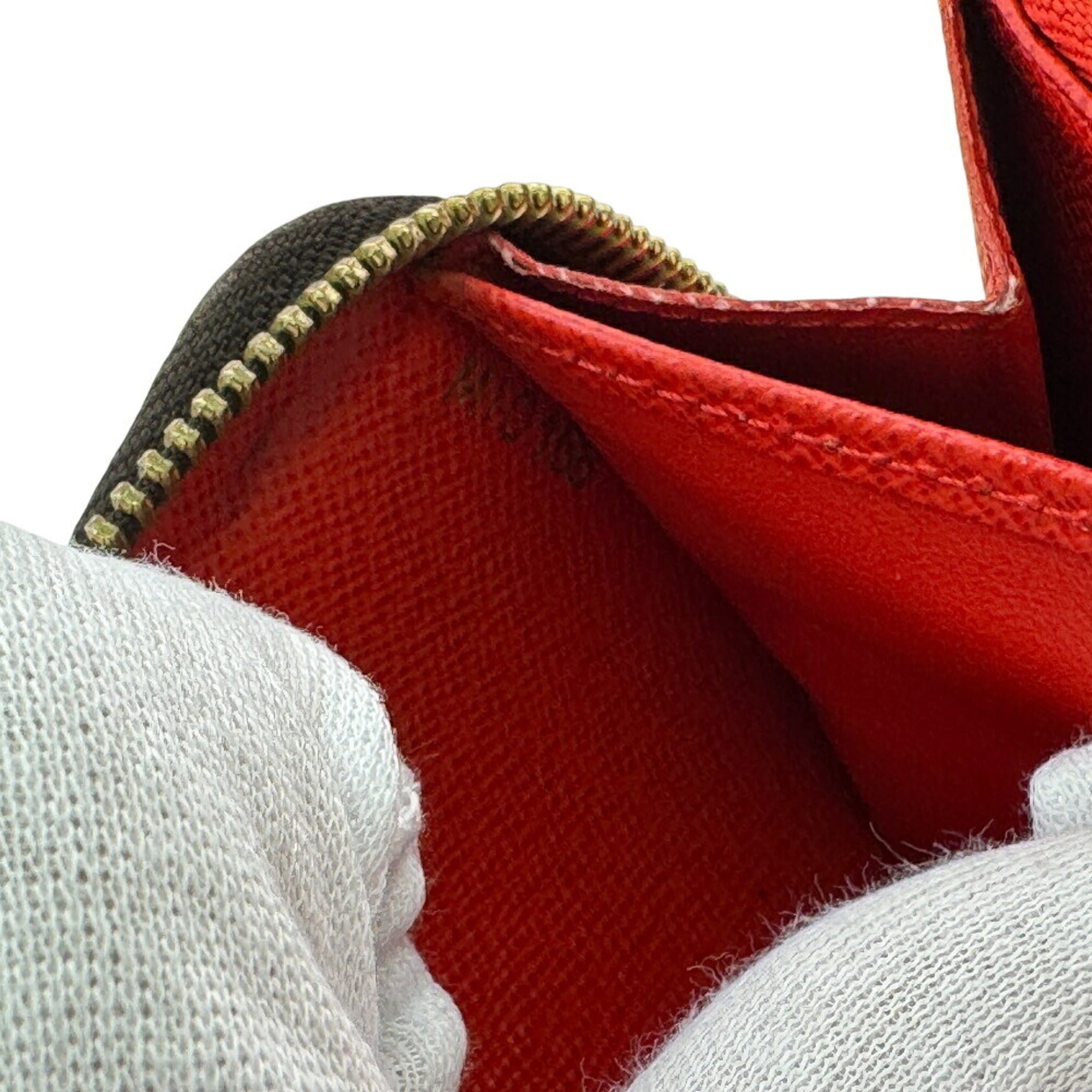 Louis Vuitton Brown Red Color Leather Long Wallet (Bi-Fold) (Pre-Owned)