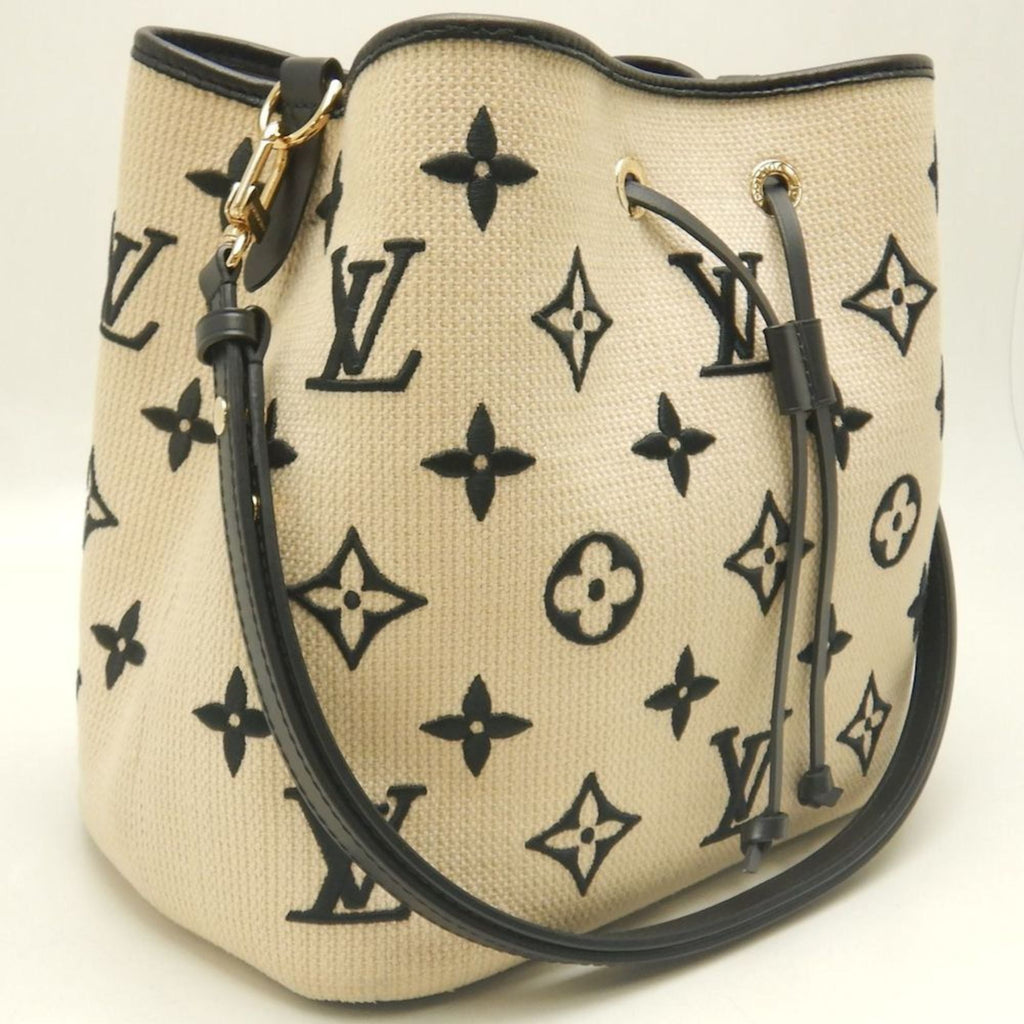 Louis Vuitton Beige Noir Cotton Canvas Leather Shoulder Bag (Pre-Owned)