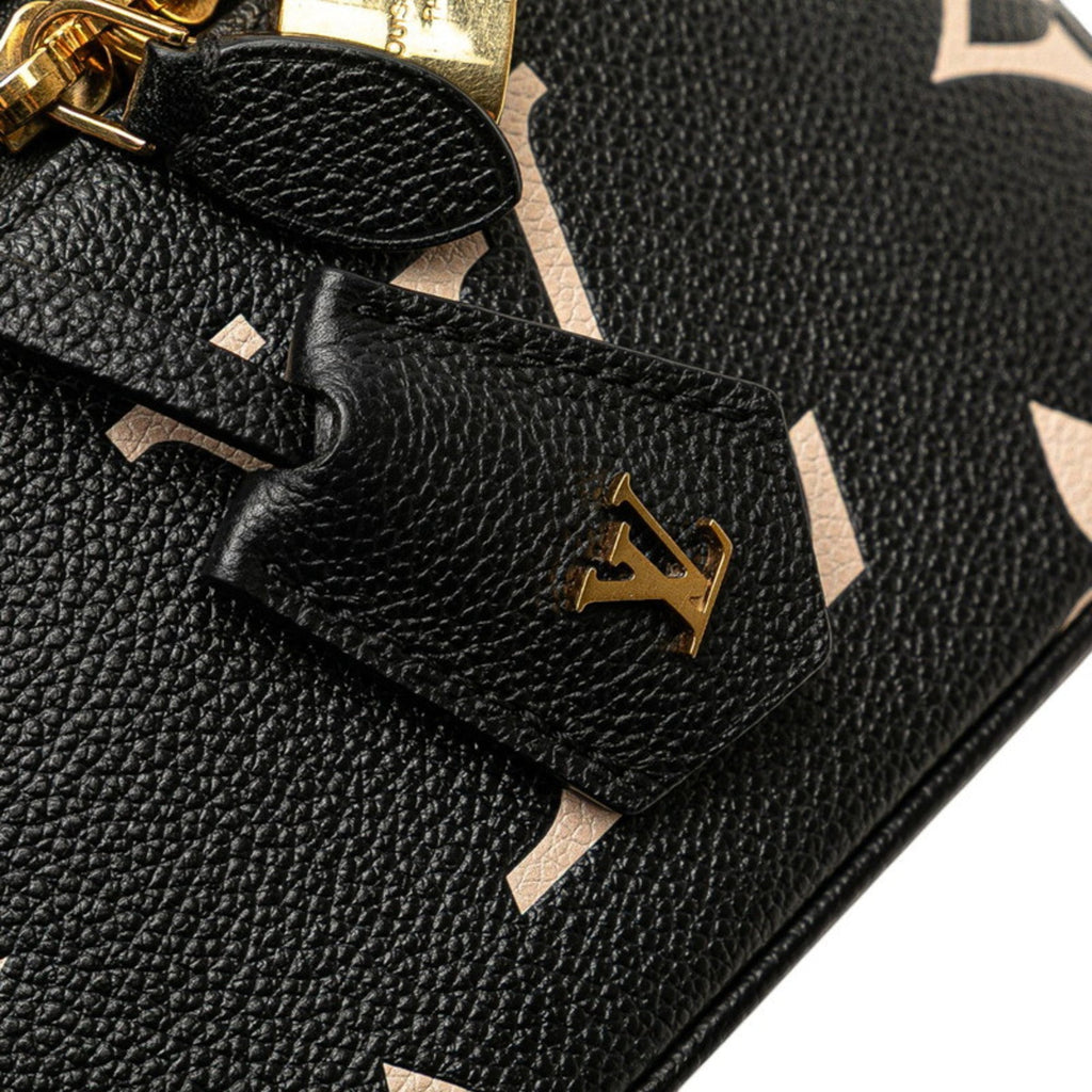 Louis Vuitton Beige Black Monogram Leather Shoulder Bag Vanity Bag (Pre-Owned)