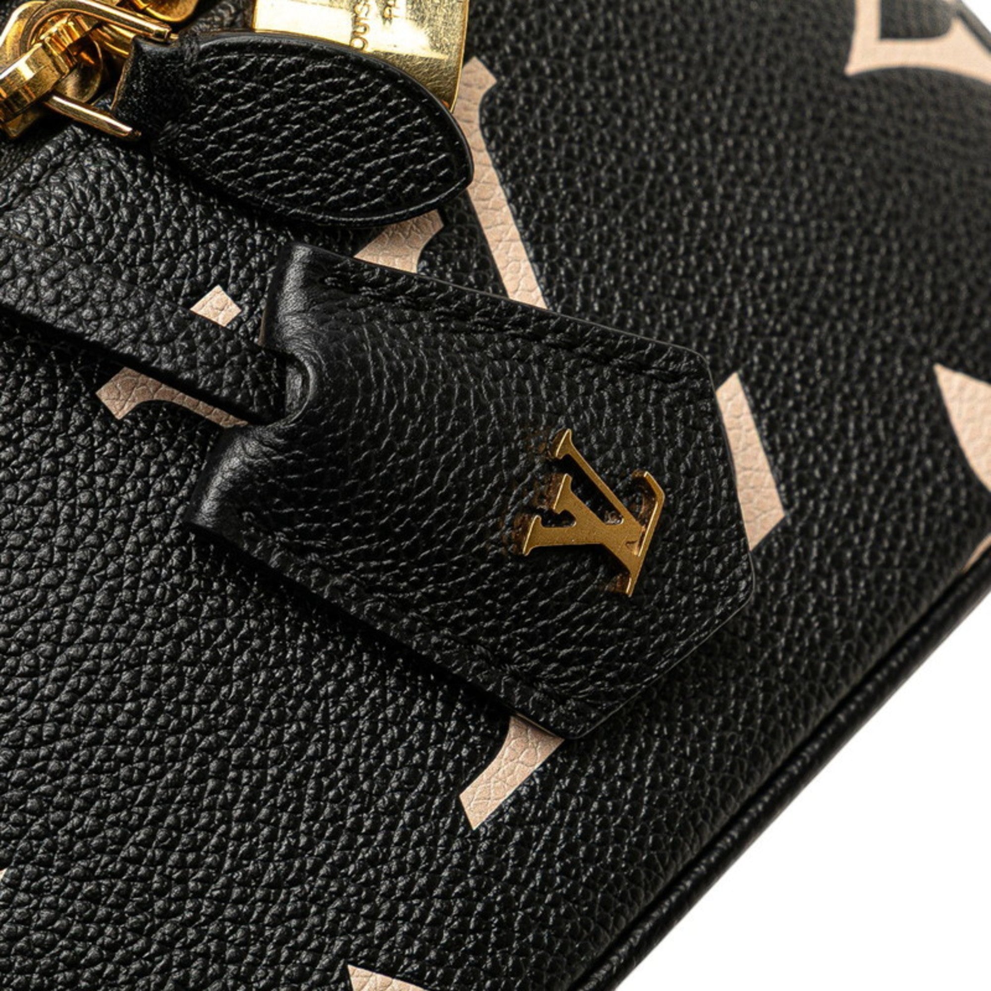 Louis Vuitton Beige Black Monogram Leather Shoulder Bag Vanity Bag (Pre-Owned)