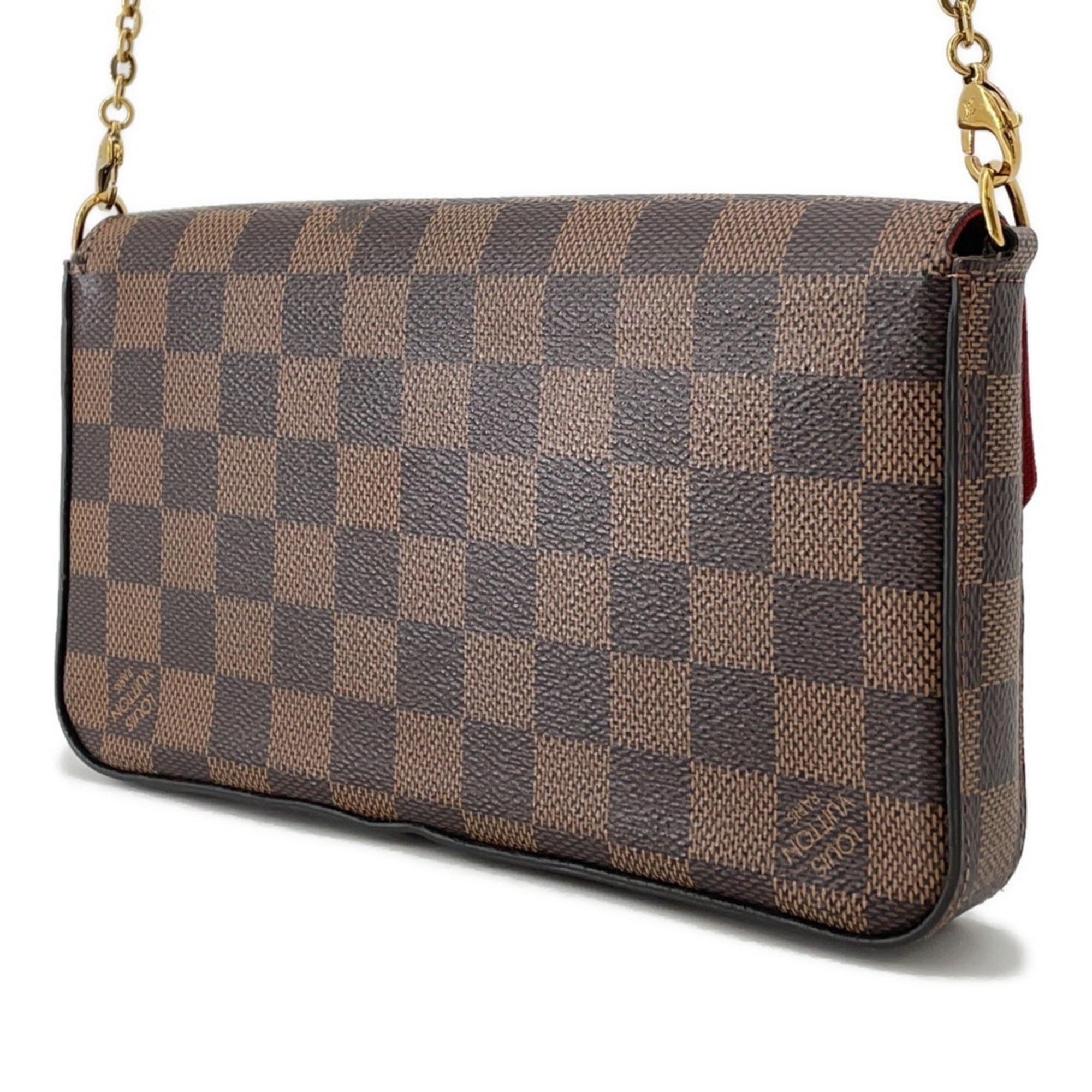 Louis Vuitton Damier Damier Canvas Ebene Red Color Pochette (Pre-Owned)