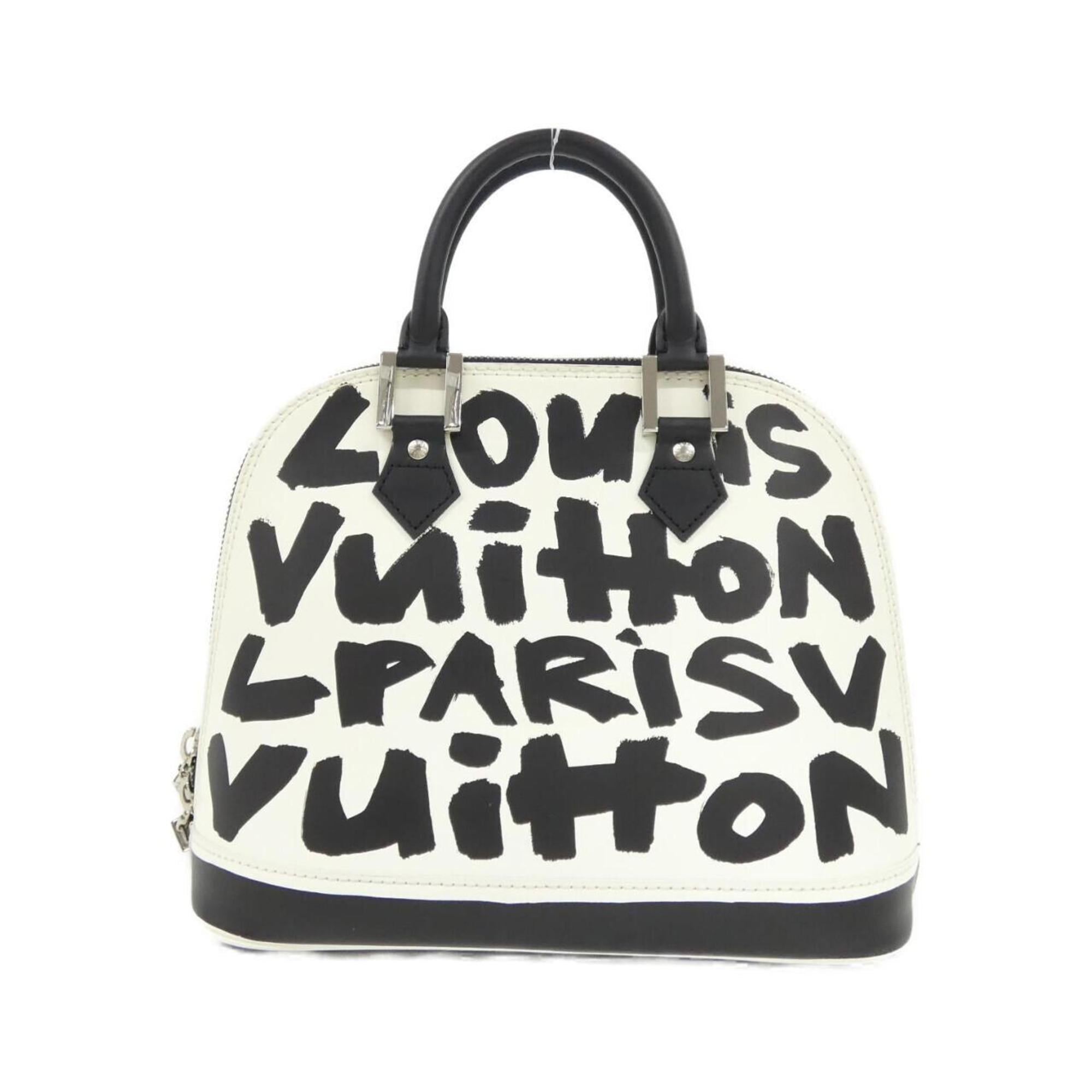 Louis Vuitton Black White Coated Canvas Handbag (Pre-Owned)