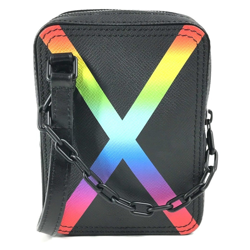 Louis Vuitton Black Multi-Color Taiga Leather Pochette Shoulder Bag (Pre-Owned)