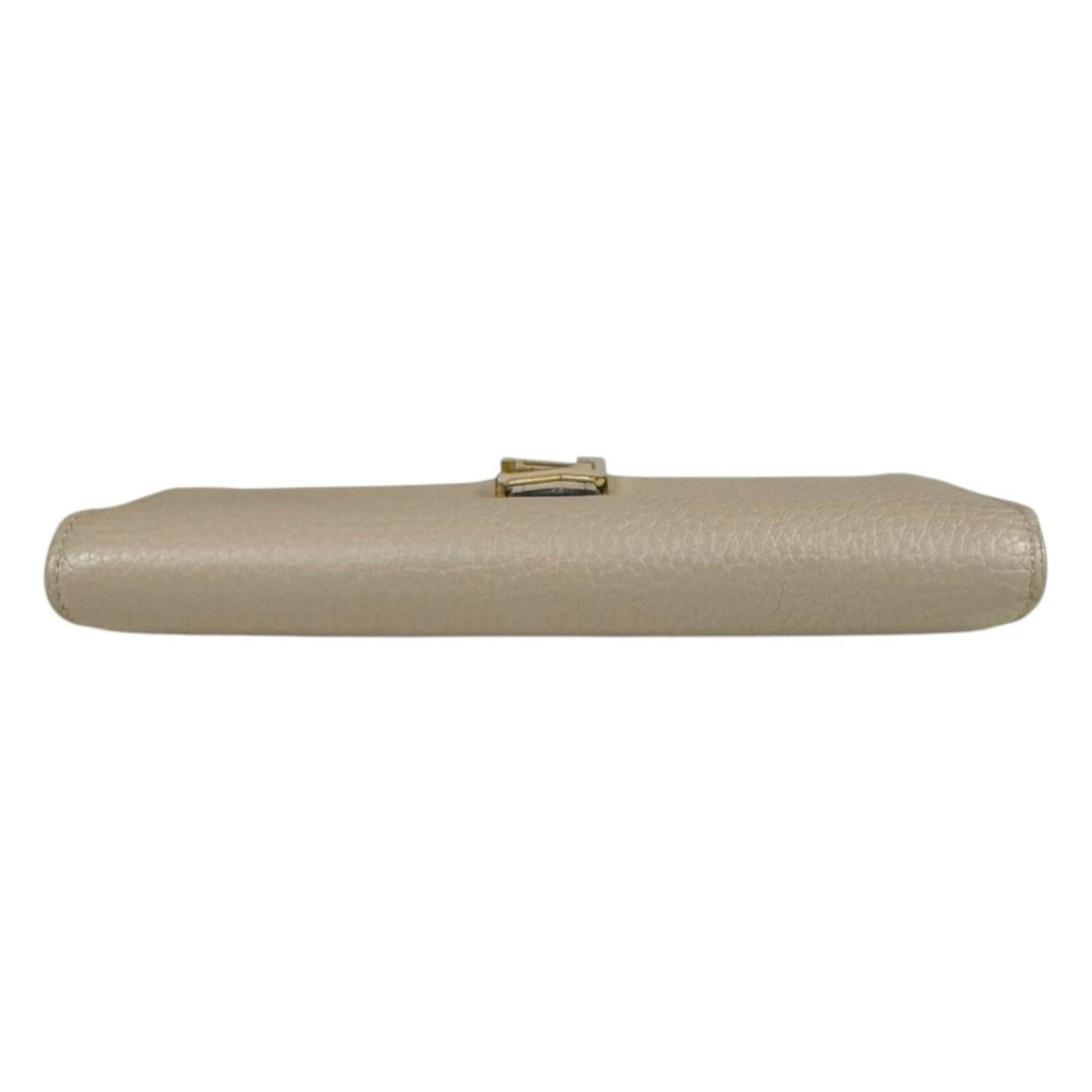 Louis Vuitton Beige Leather Long Wallet (Bi-Fold) (Pre-Owned)