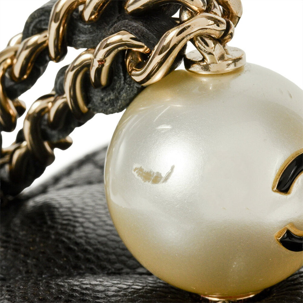 Classic Pearl Vanity Case with Chain Quilted Caviar Mini